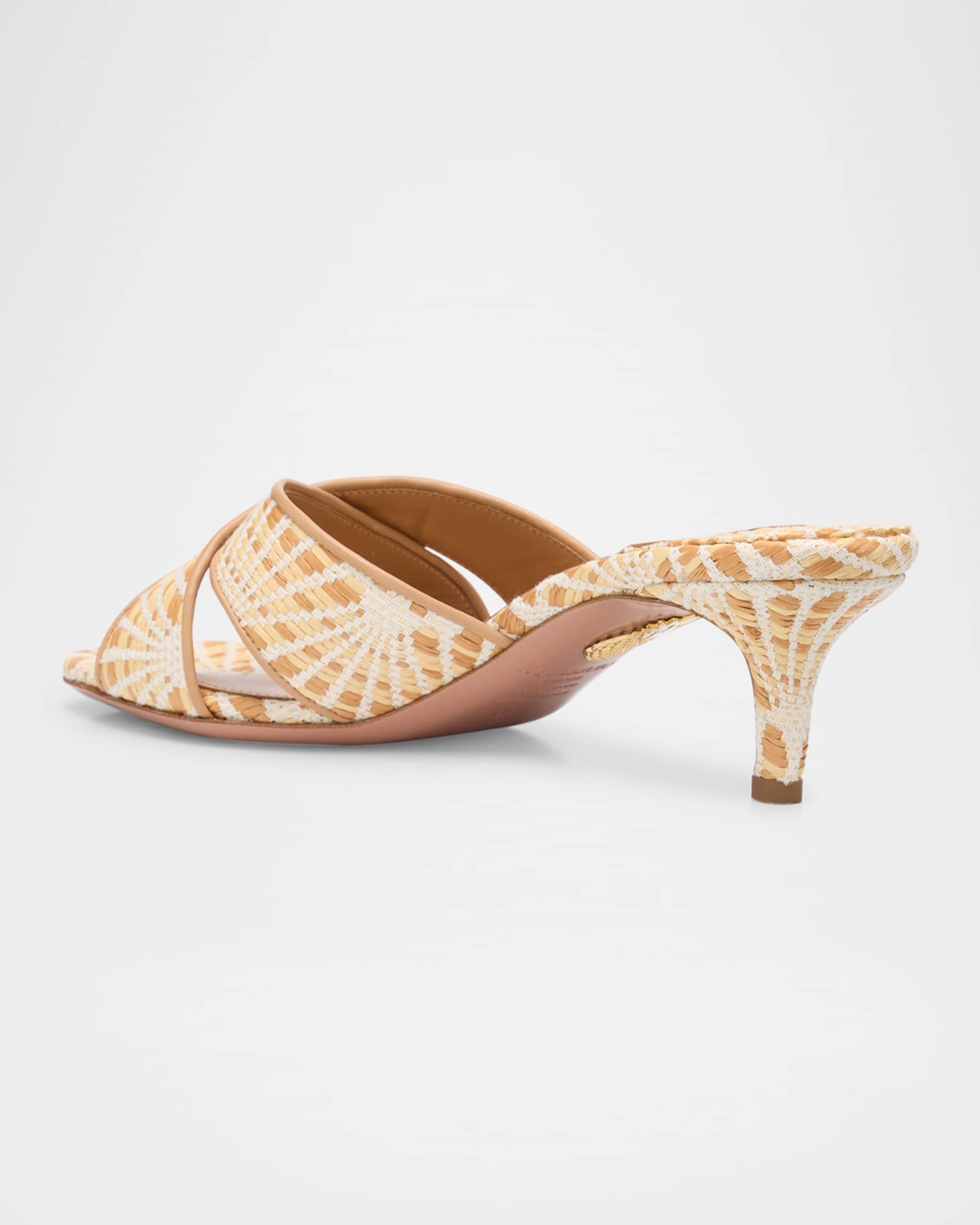 Bicolor Raffia Crisscross Slide Sandals 1