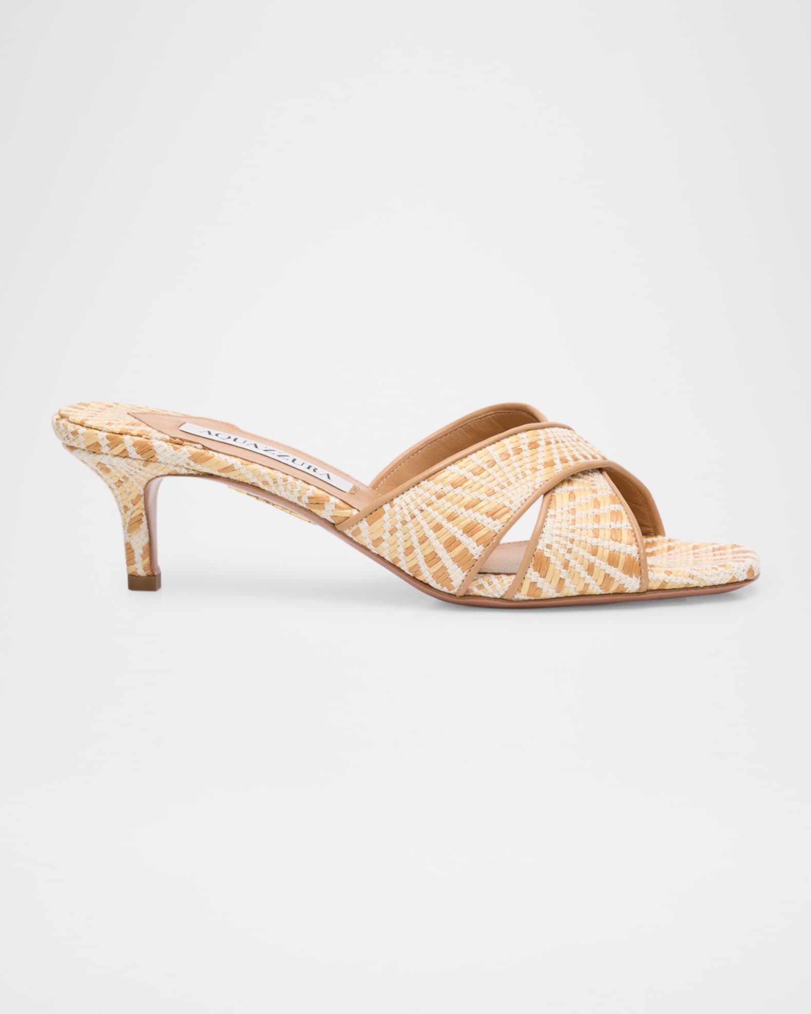 Bicolor Raffia Crisscross Slide Sandals 0