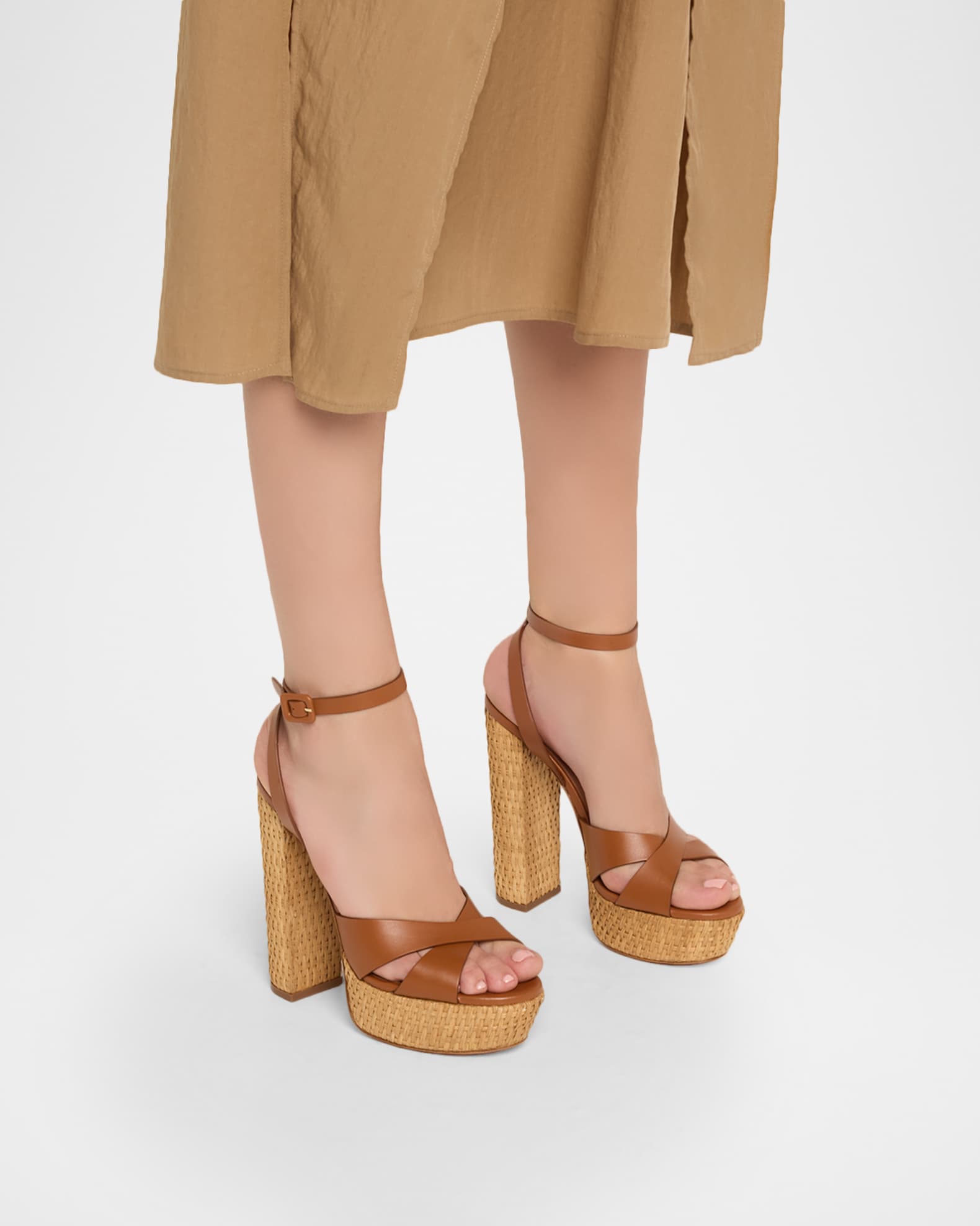 Sunseeker Wicker and Leather Block-Heel Sandals 1
