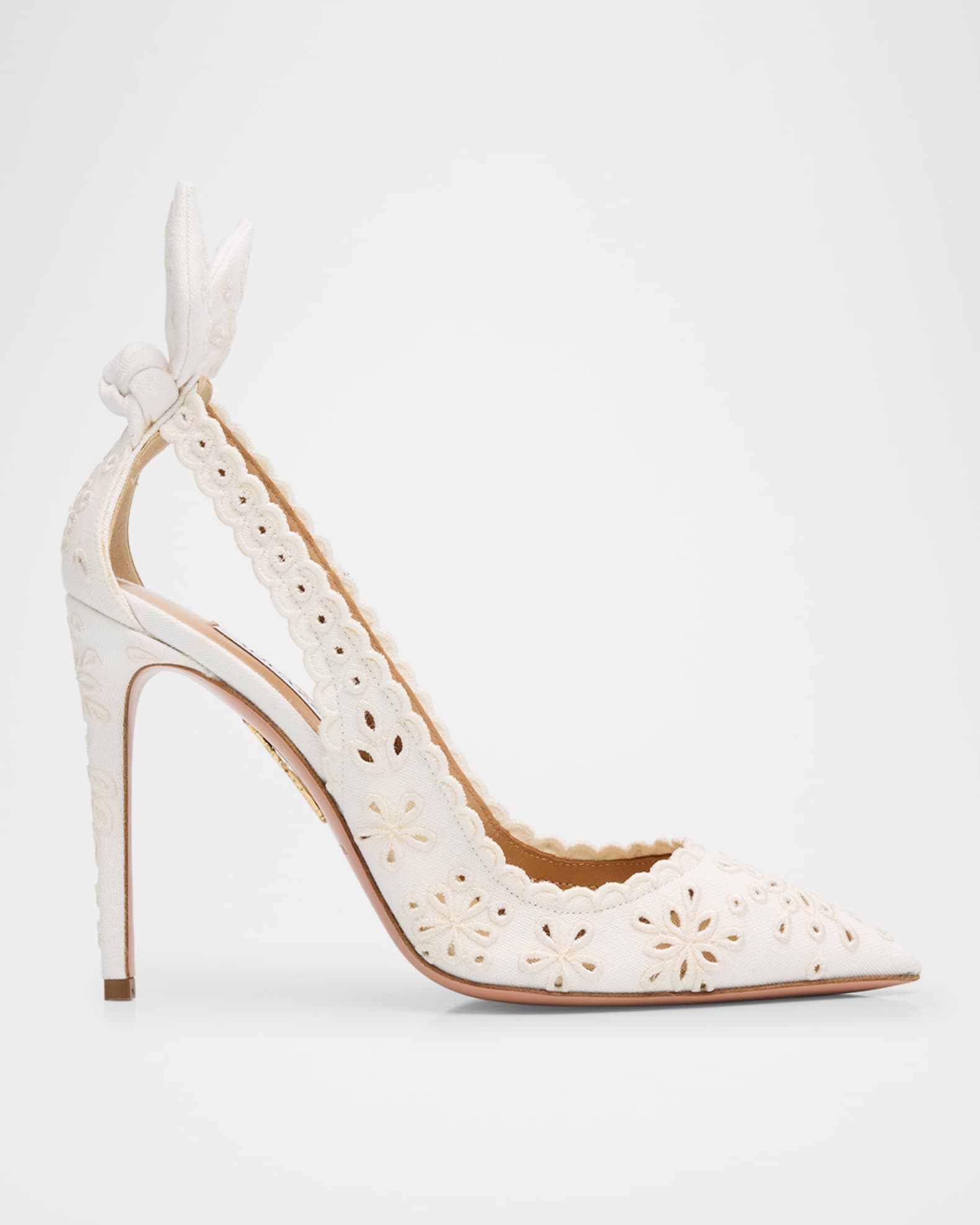 Cotton Eyelet Bow Tie Pumps 0