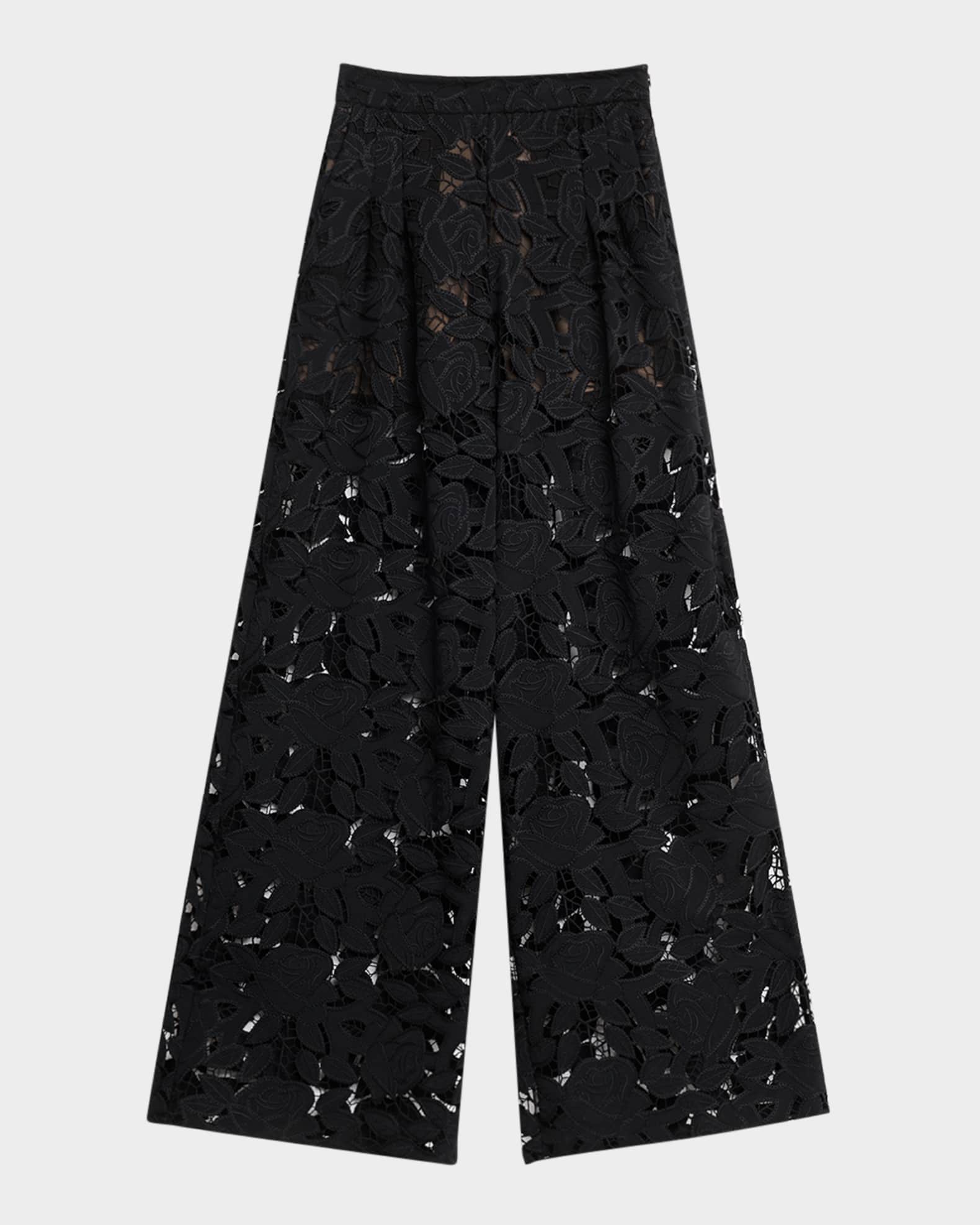 Guipure Lace  Wide Leg Pants 0