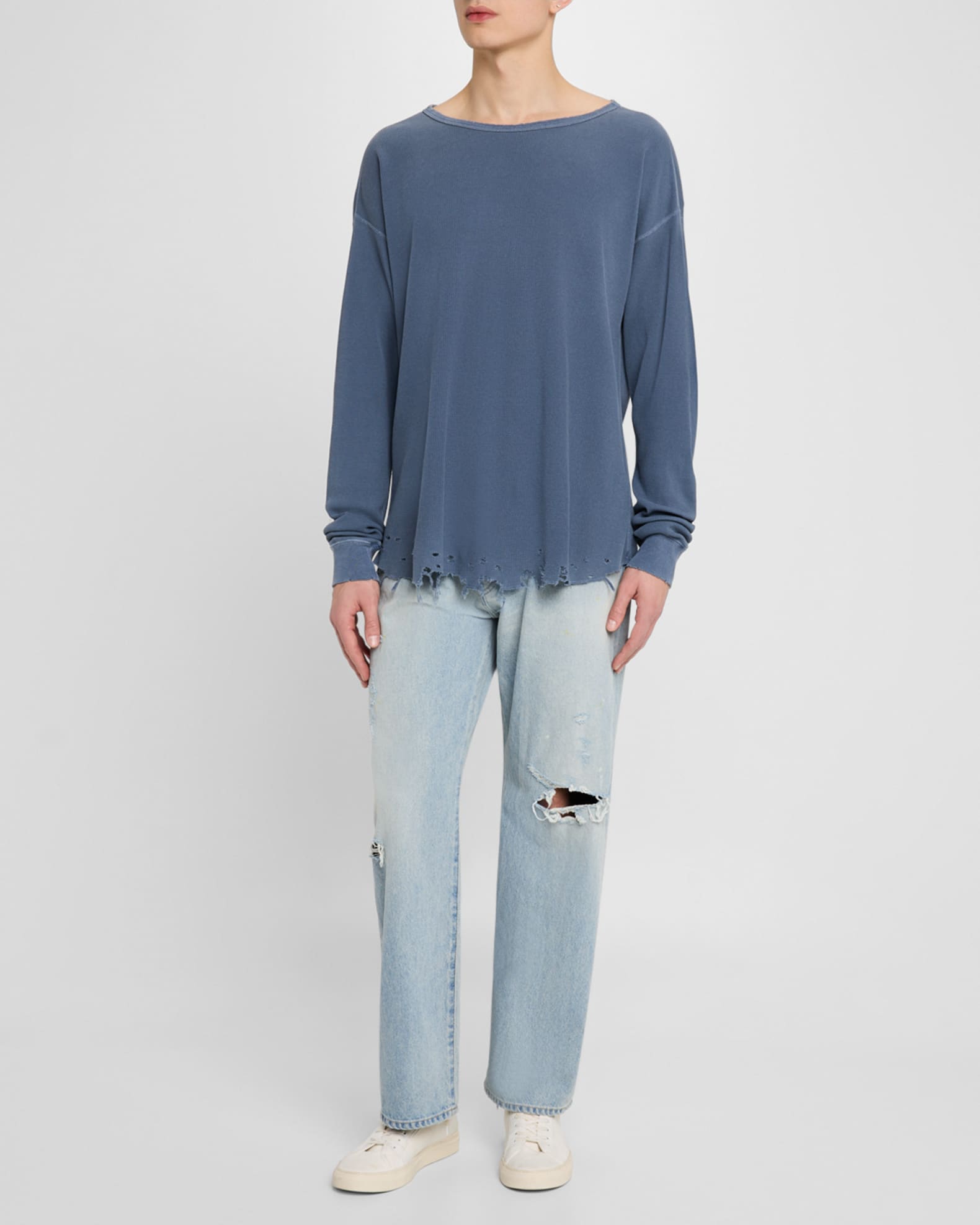 Men's Folsom Distressed Thermal Shirt - Thumbnail 2