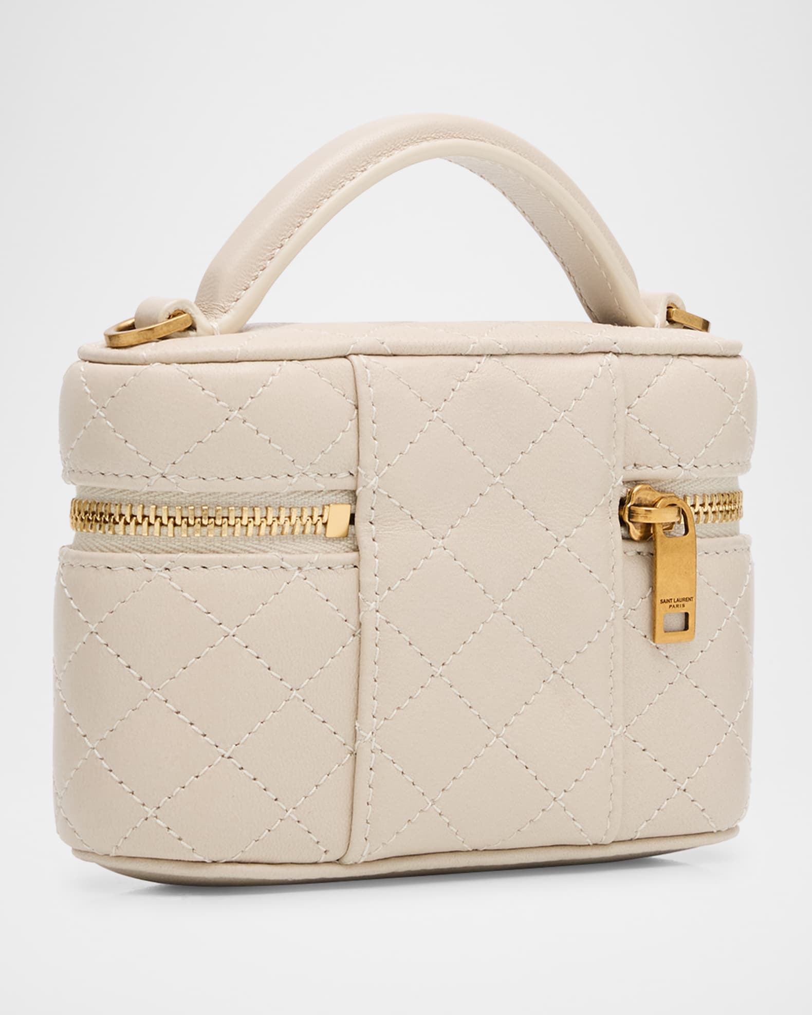 Micro Vanity Top-Handle Bag in Quilted Leather  1