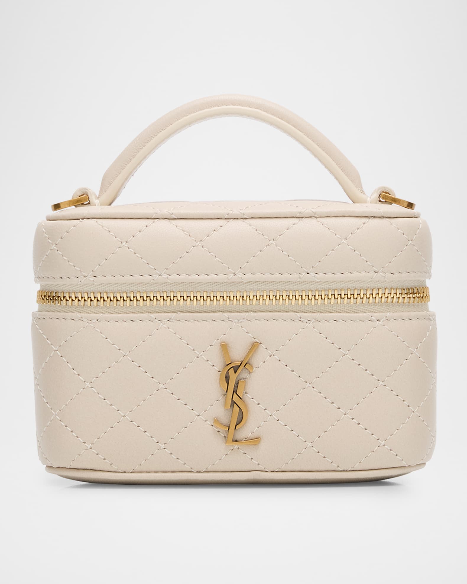 Micro Vanity Top-Handle Bag in Quilted Leather  0