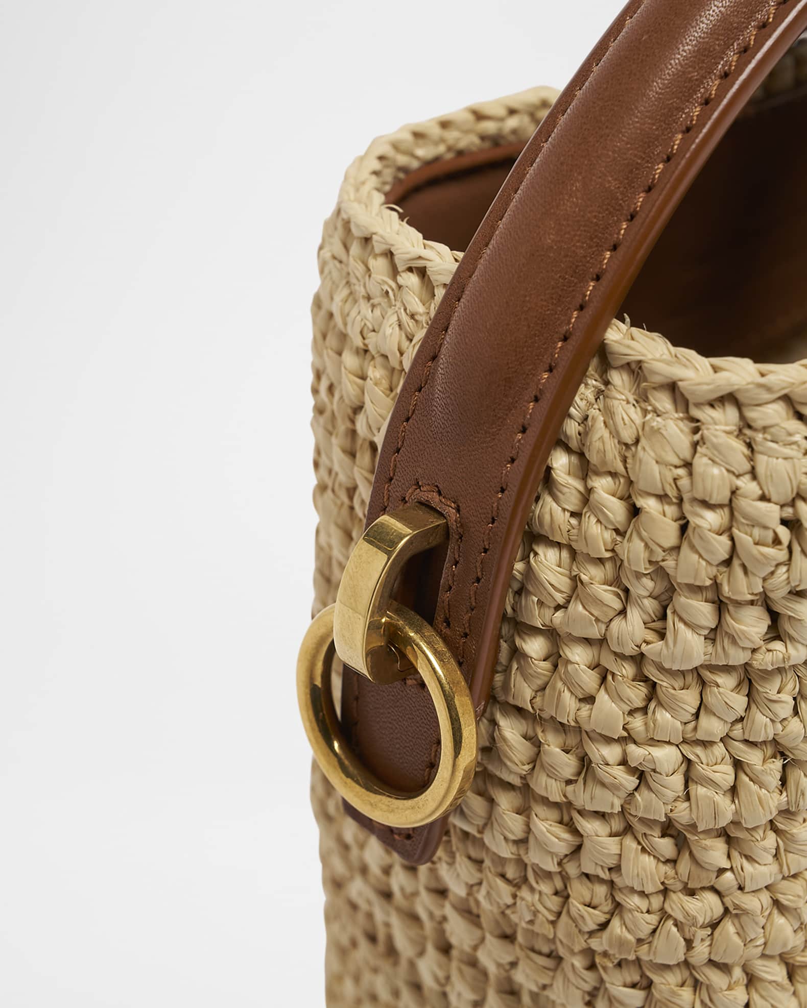 Saint Laurent Le 37 Mini YSL Bucket Bag in Raffia and