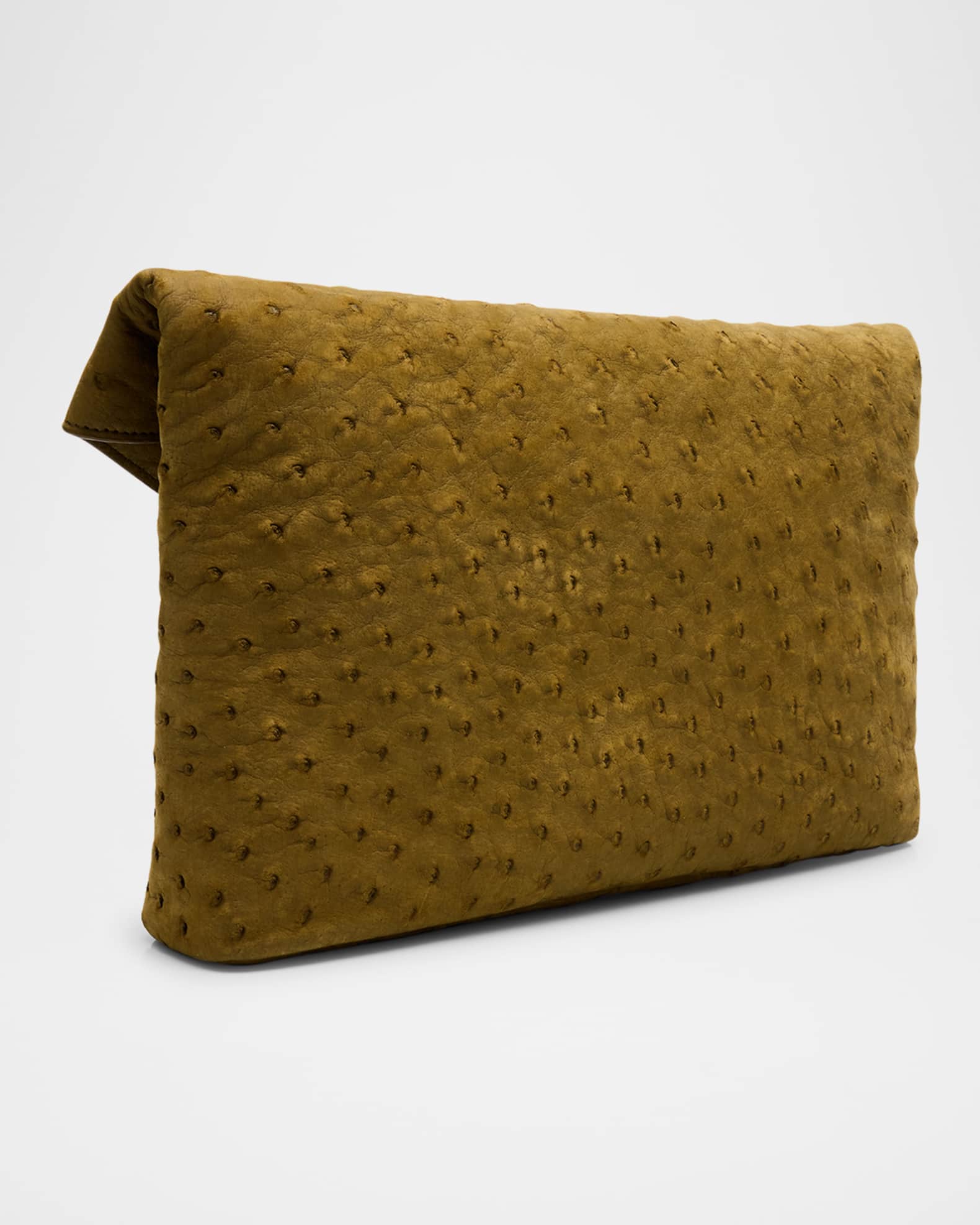 Saint Laurent Large YSL Envelope Clutch Bag in Ostrich Nubuck