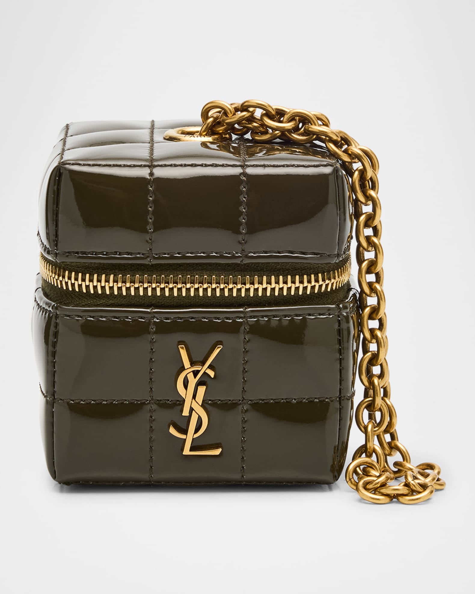Mini YSL Cube Box Wristlet in Patent Fabric  0