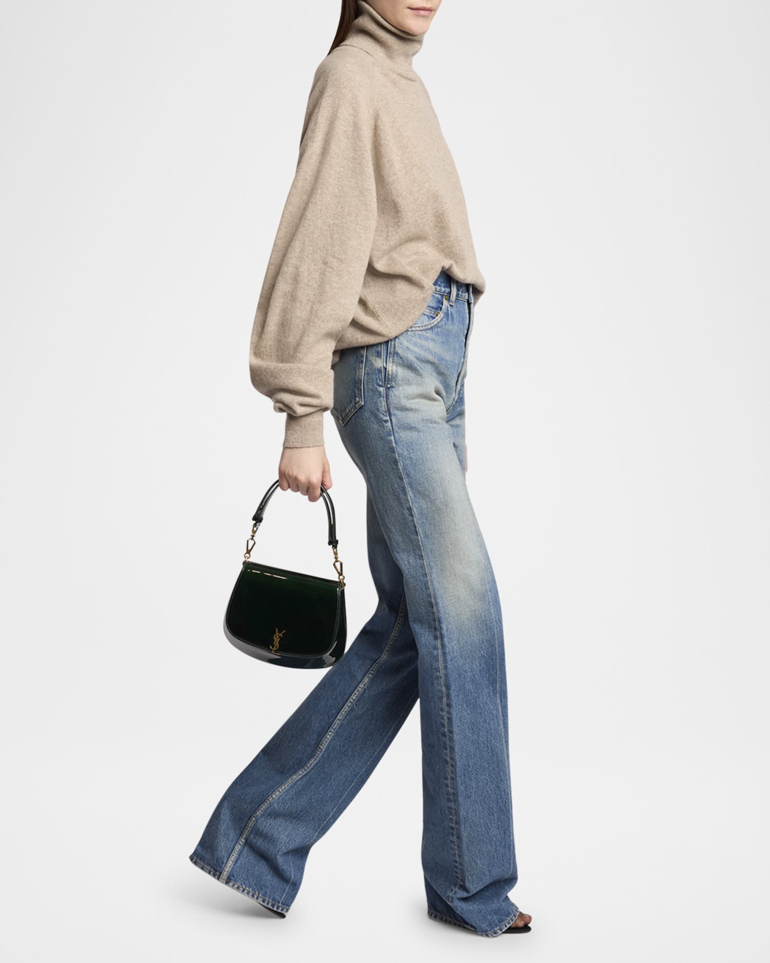 Saint Laurent YSL Flap Top-Handle Bag in Patent Leather