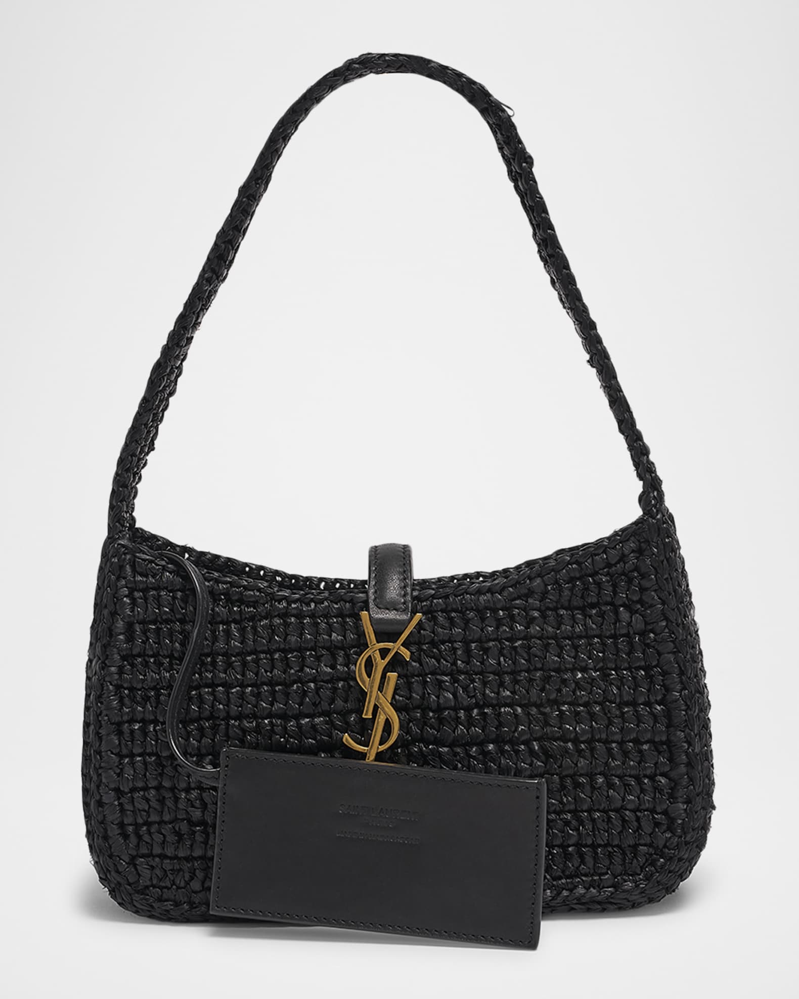 ★関税込★ SAINT LAURENT YSL le 5 a 7 ミニ ラフィアバッグ SAINT LAURENT Le 5 à 7 leather-trimmed raffia shoulder bag