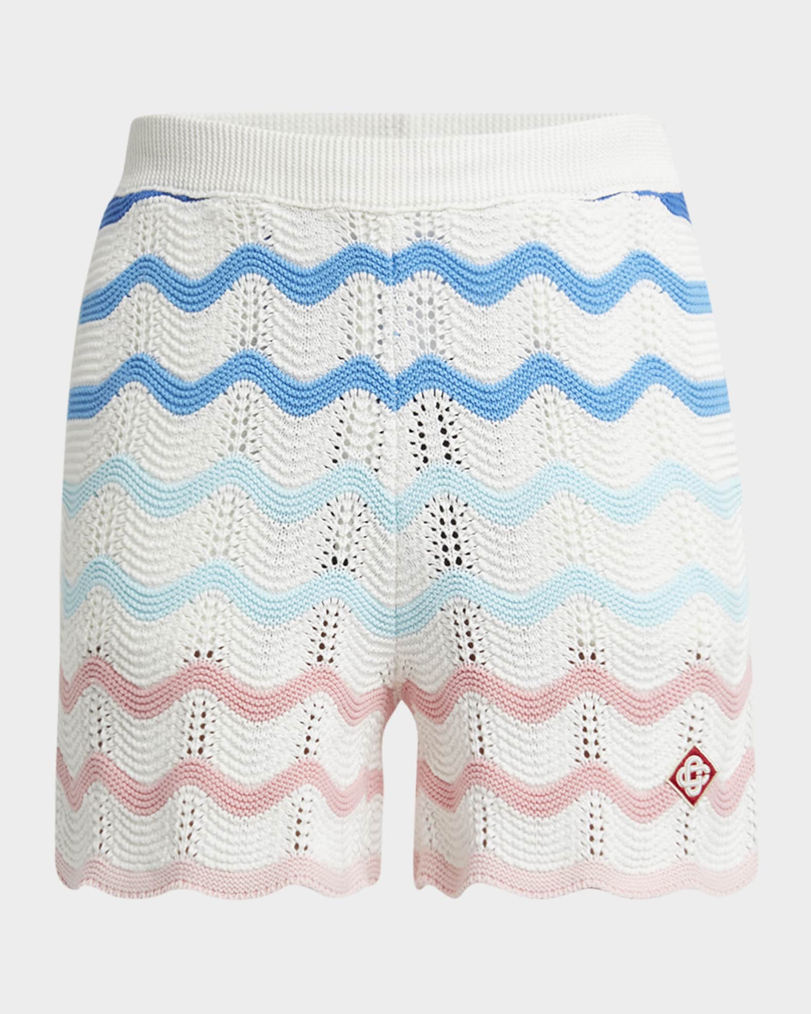 CASABLANCA Men's Crochet Wave Stripe Shorts | Neiman Marcus