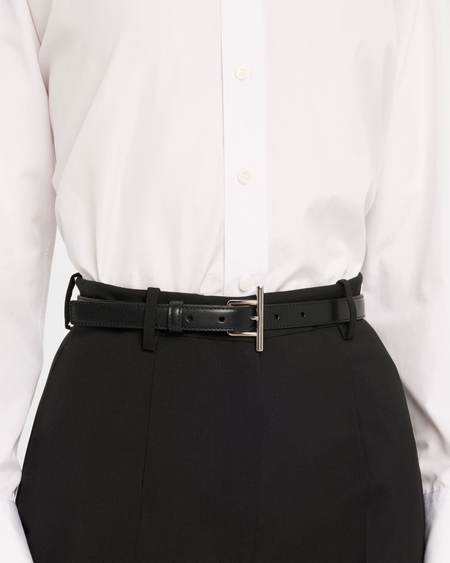 McQueen Sling Crossbar Leather Belt | Neiman Marcus