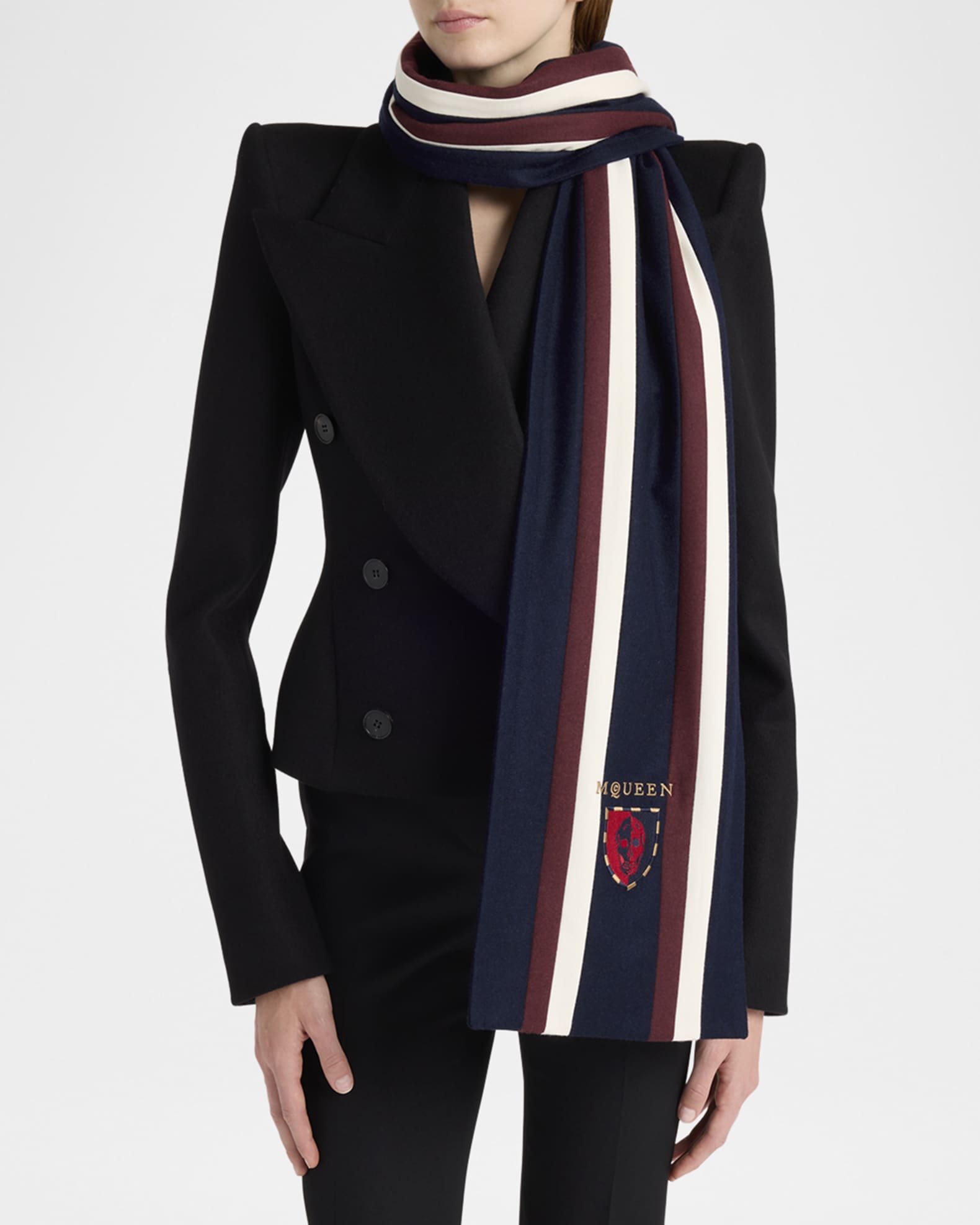 Striped Scarf W/ Logo Crest 1