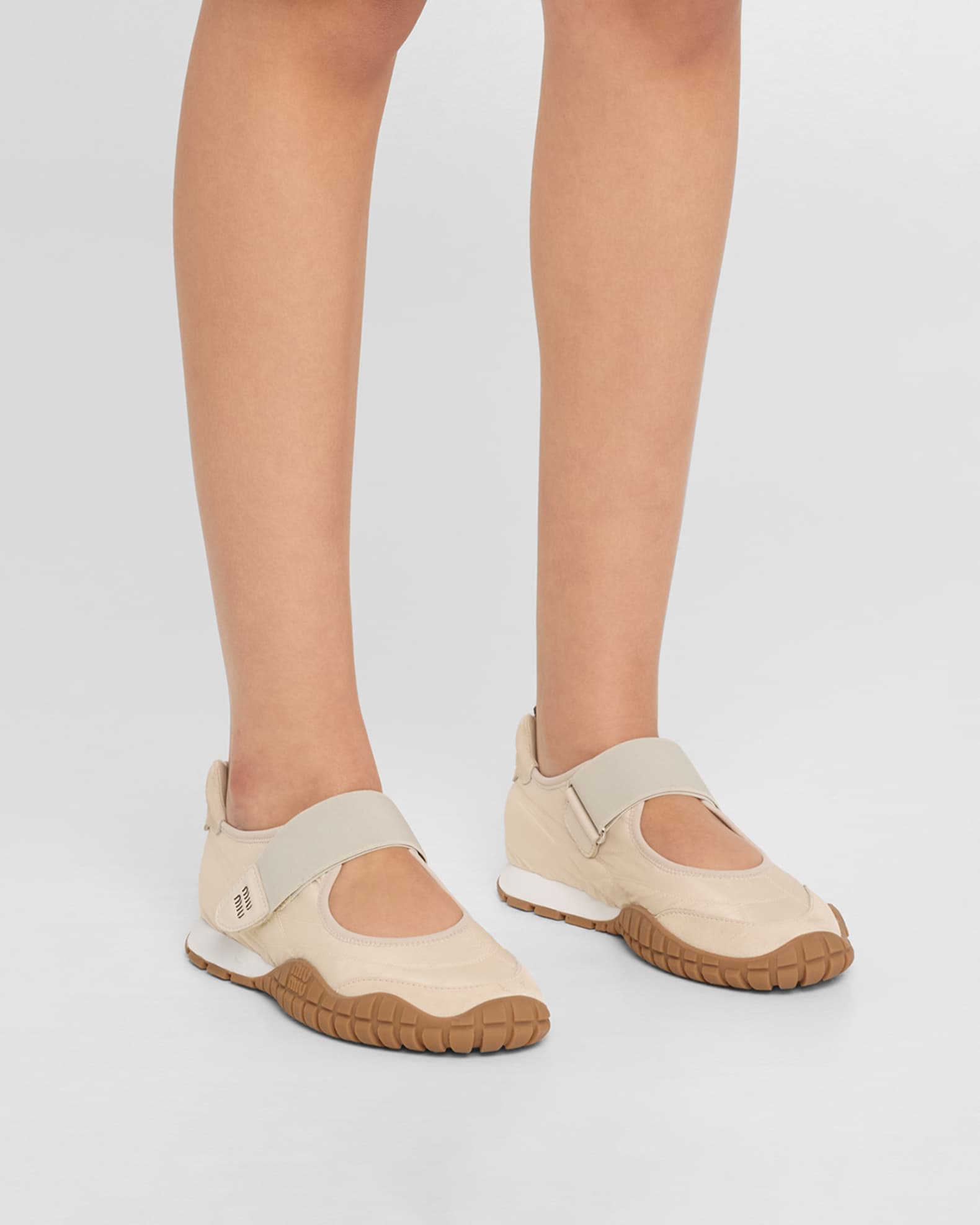 Nylon Suede Grip-Strap Sneakers 1