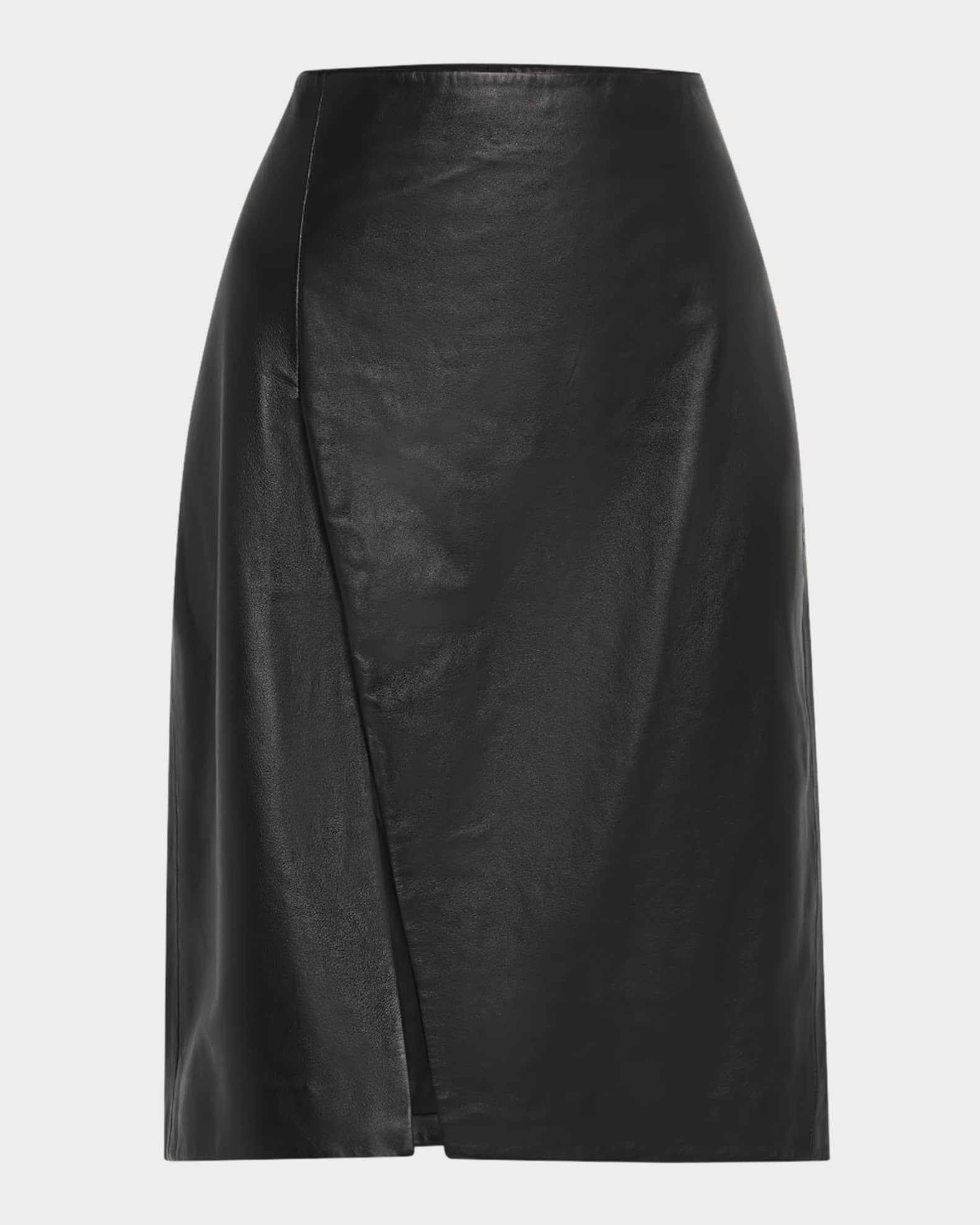 Ekare Slit Leather Pencil Skirt 0