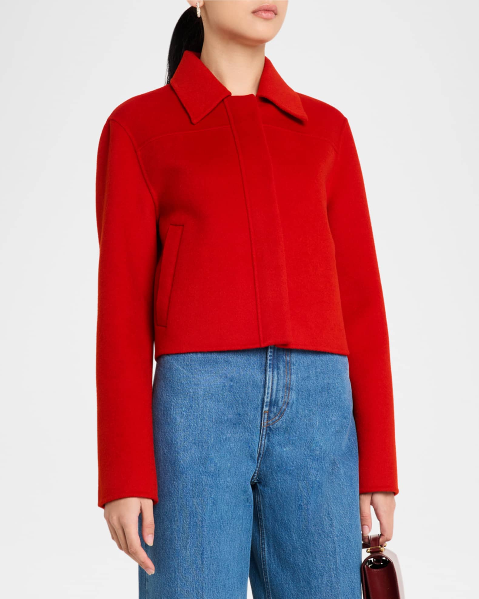 Loulou Studio Zhanna Wool-Cashmere Crop Boxy Coat | Neiman