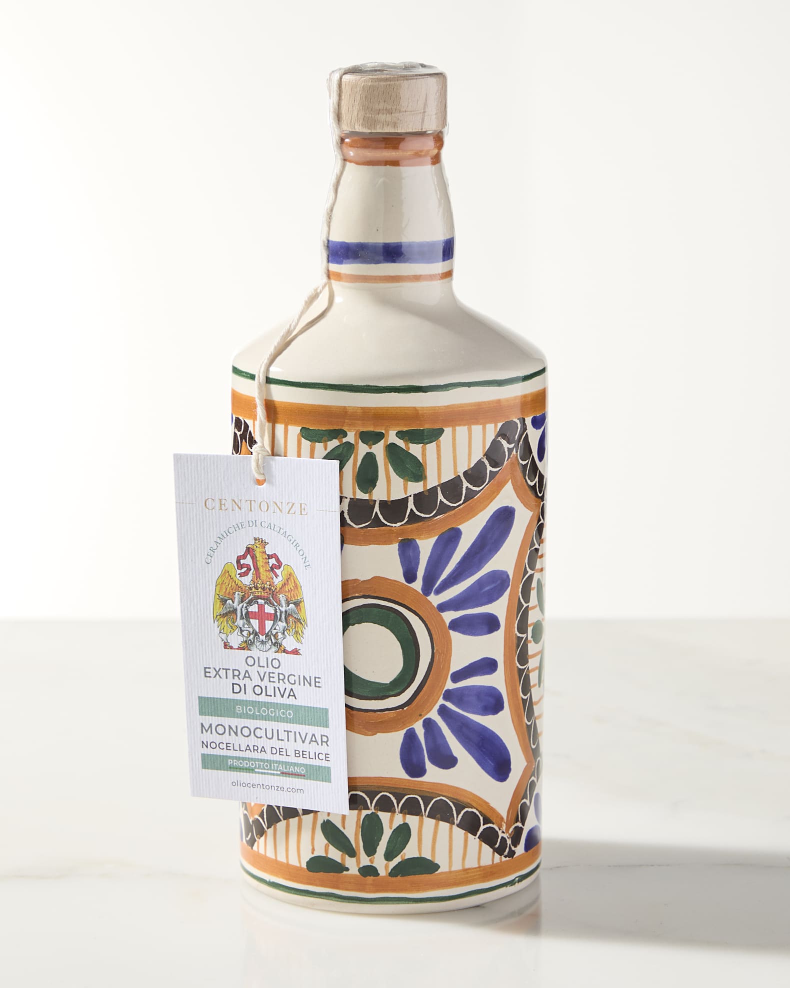 Extra Virgin Olive Oil in "Green Circle" Barocco Bottle, 101.4 oz. 1