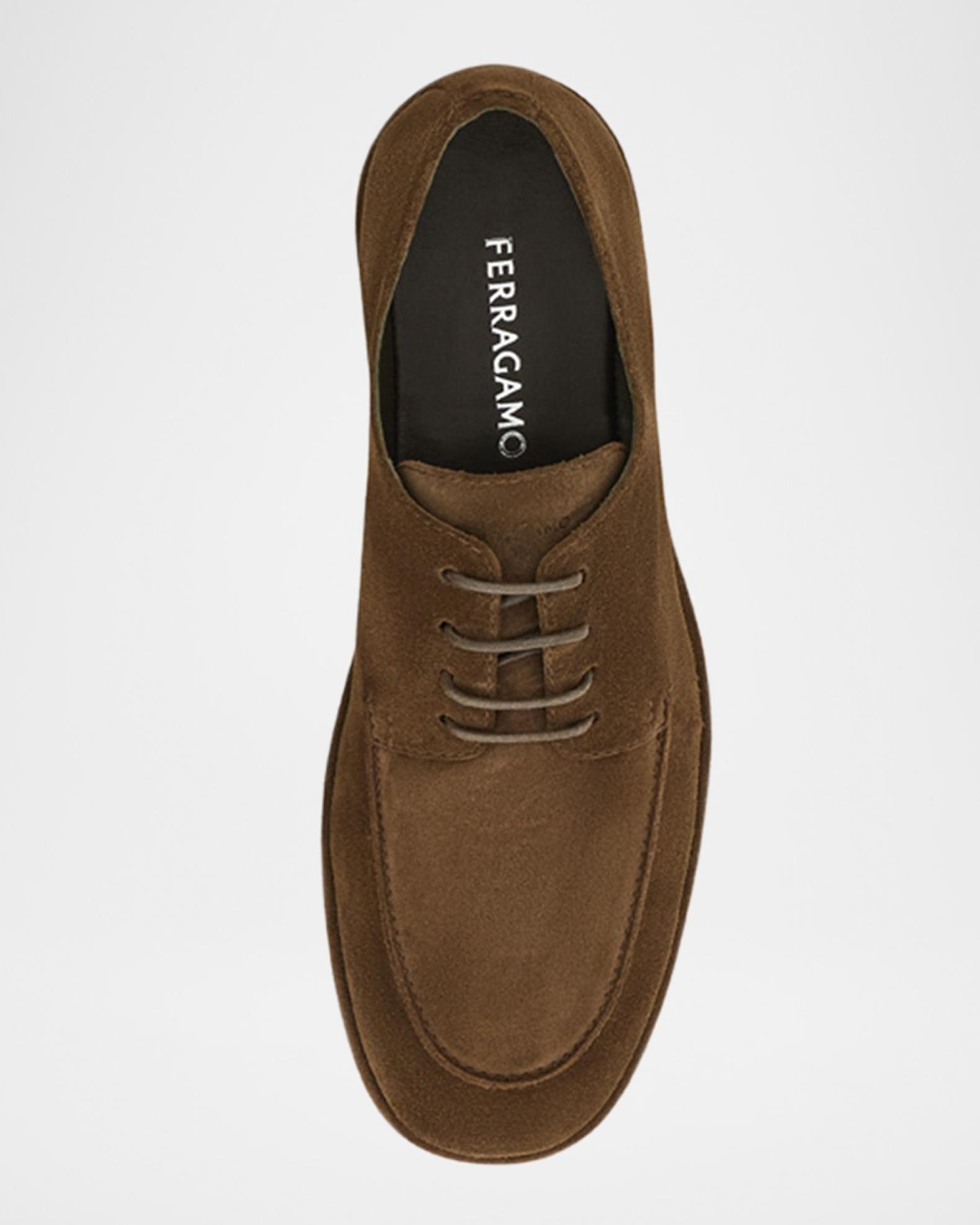 Ferragamo Suede Lace-Up Men\'s Dress Shoes in Olive FERRAGAMO Suede Lace-Up Derby Shoes | Saks Fifth Avenue main image 4