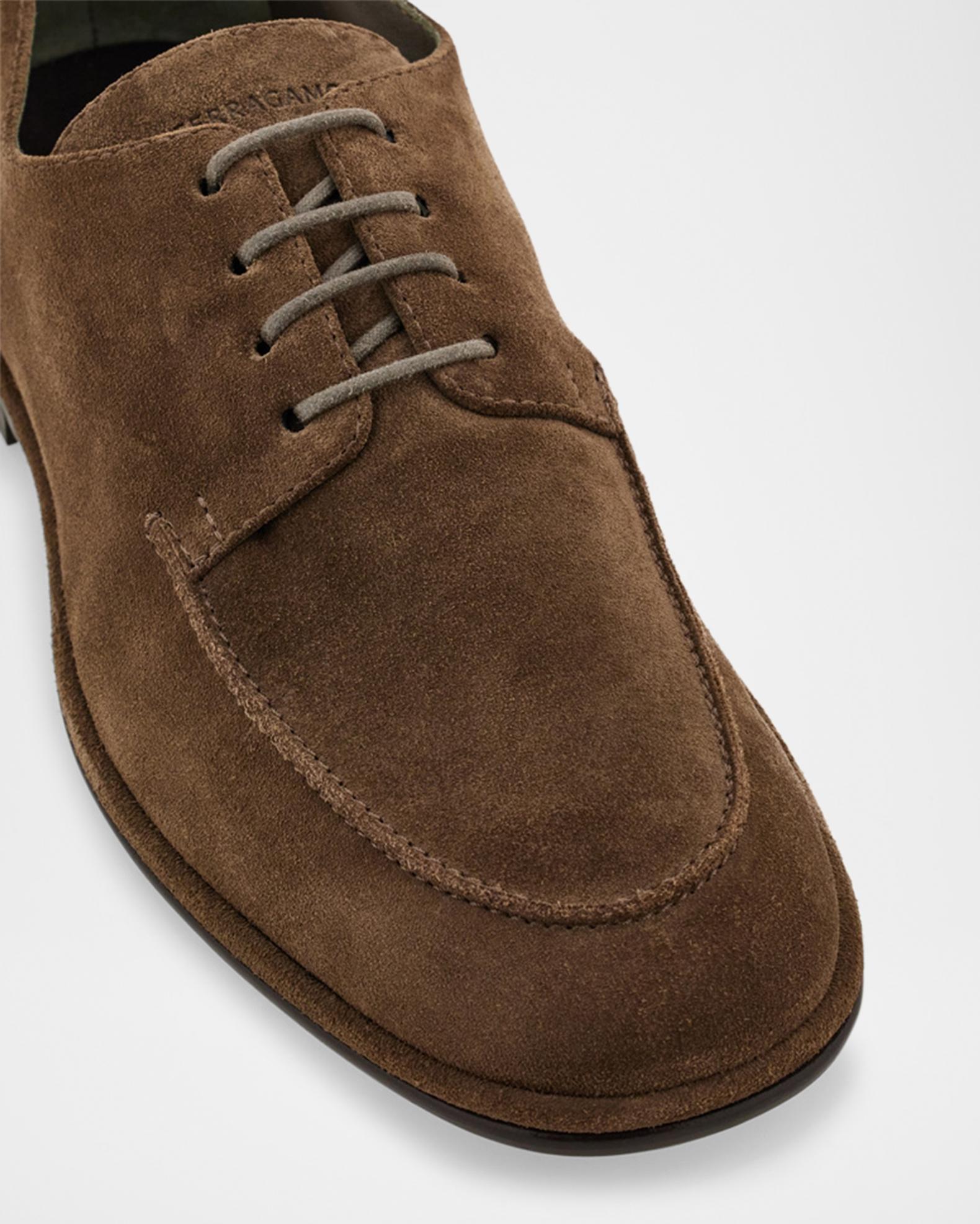 Salvatore Ferragamo Men\'s Brown Suede Lace Up Oxford dress Shoes US 9.5 2E FERRAGAMO Suede Lace-Up Derby Shoes | Saks Fifth Avenue main image 3