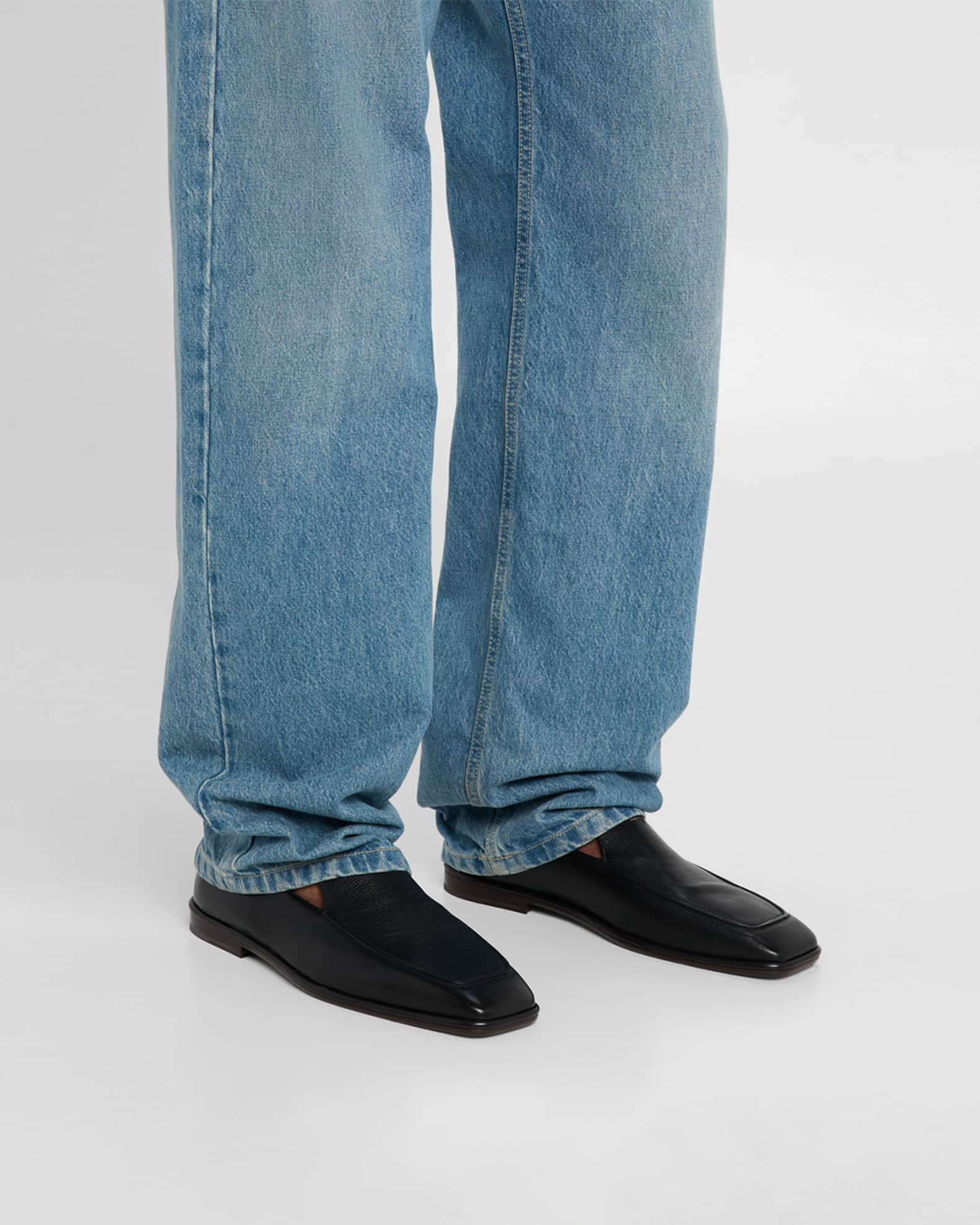 Men's Brian Leather Square-Toe Venetian Loafers - Thumbnail 2