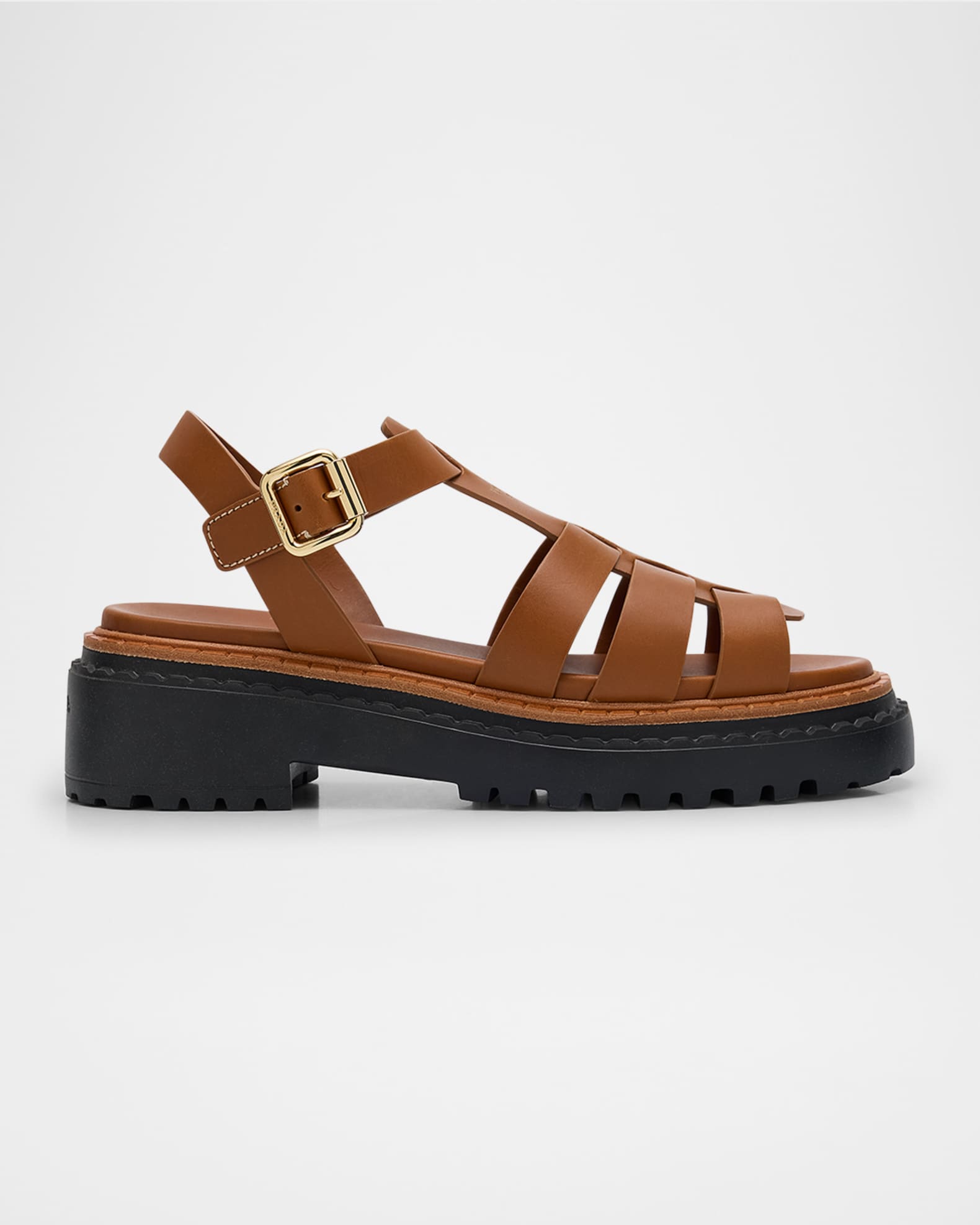 Leather Double-Buckle Fisherman Sandals 0