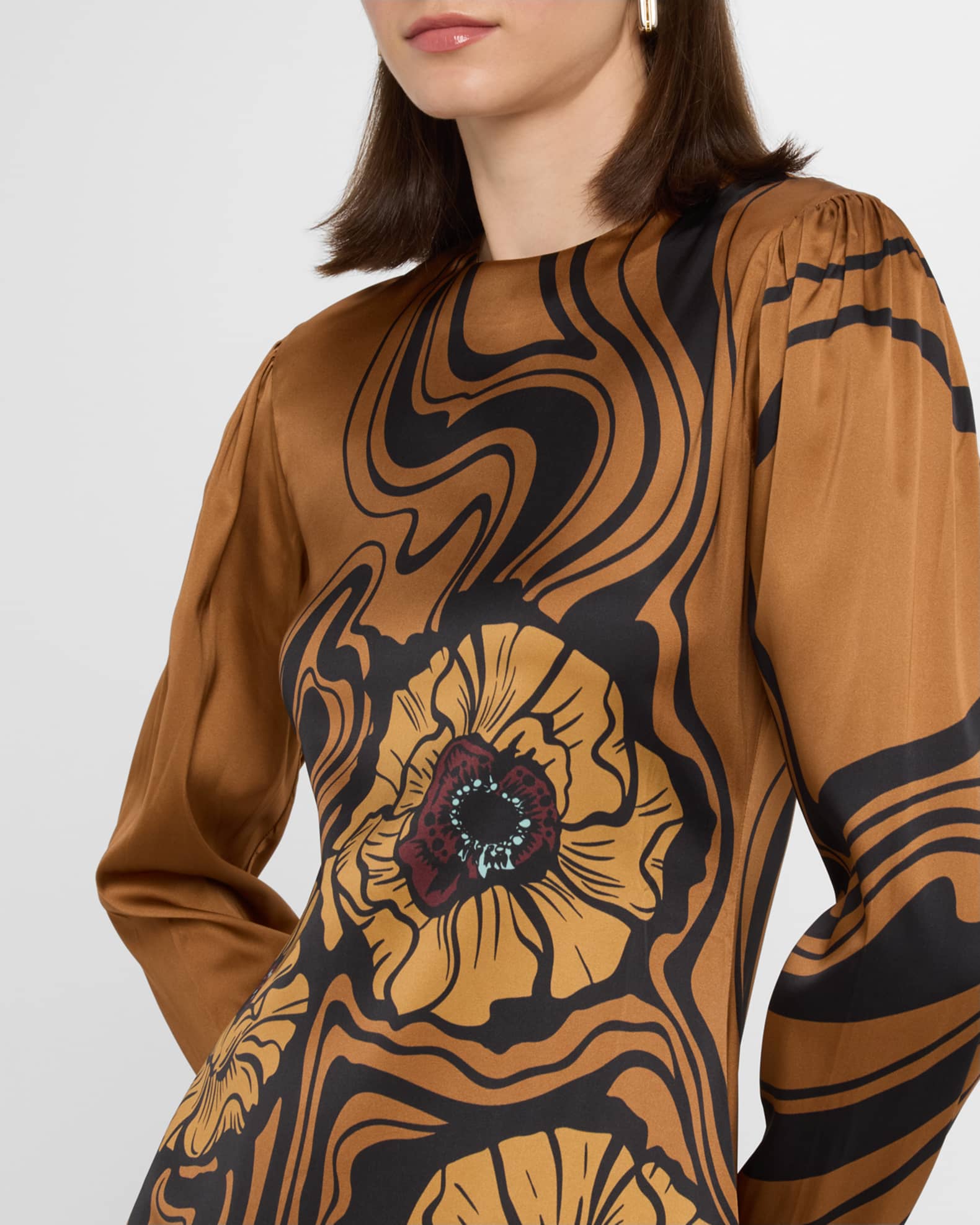 La DoubleJ Clingy Long-Sleeve Maxi Swing Dress | Neiman Marcus