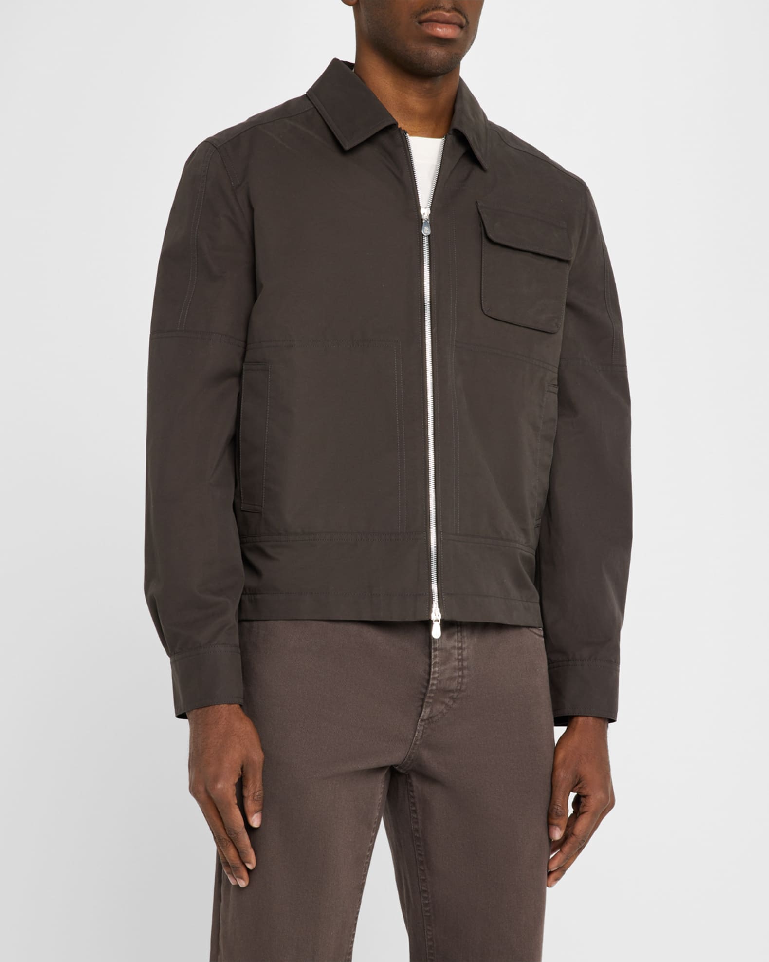 Brunello Cucinelli Men's Cotton Full-Zip Blouson Jacket | Neiman Marcus