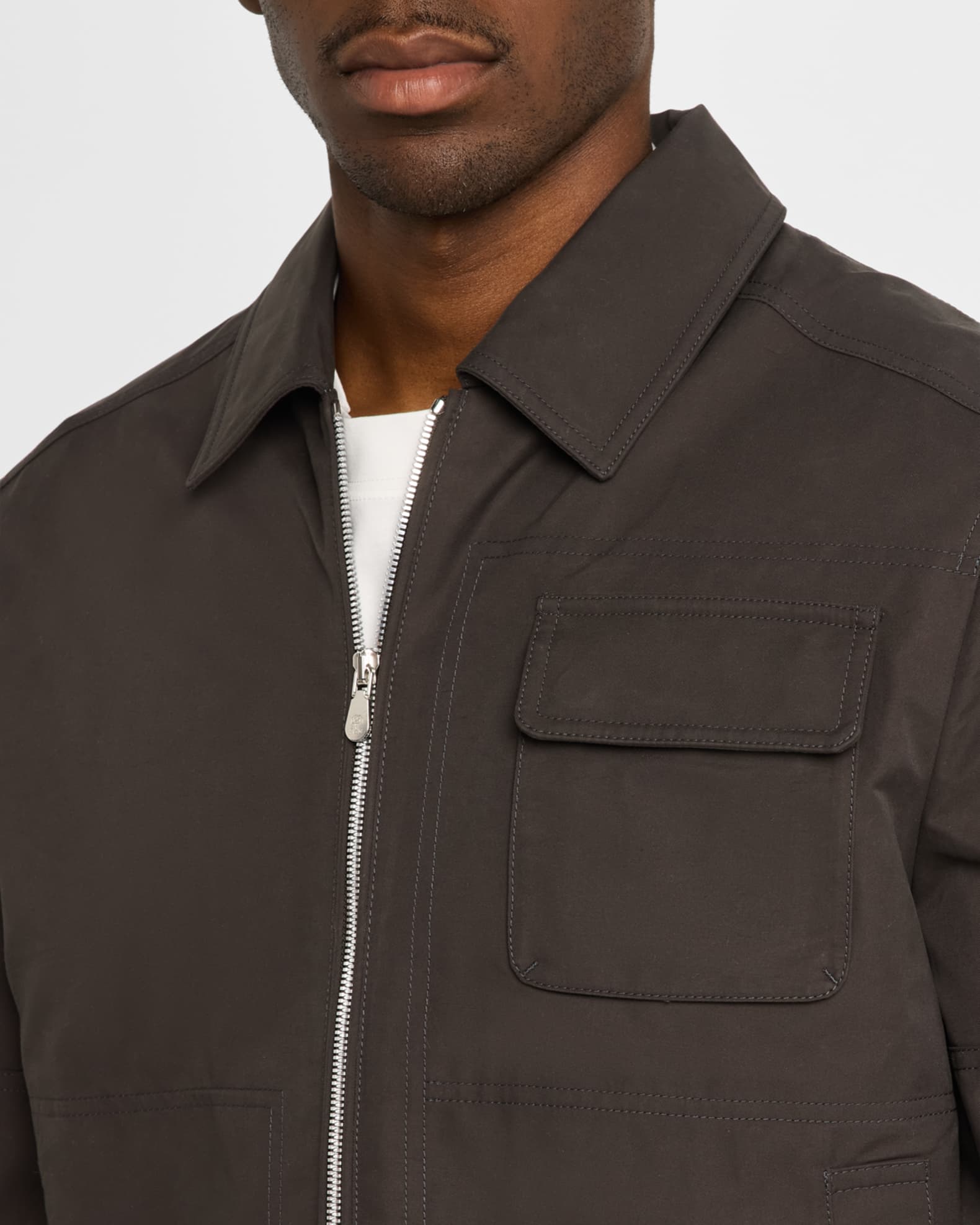 Brunello Cucinelli Men's Cotton Full-Zip Blouson Jacket