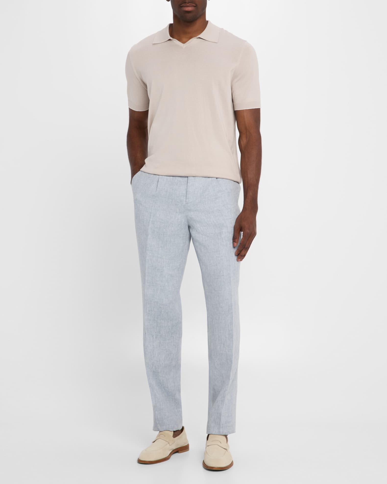Men's Linen Single-Pleated Pants 1