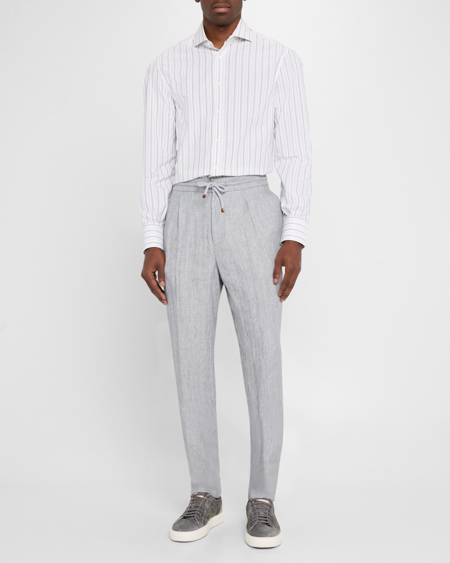 Brunello Cucinelli Drawstring Linen Cotton Track
Pants