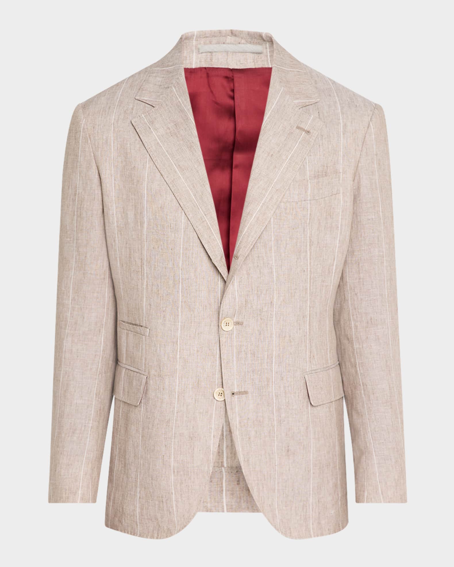 Men's Linen Stripe Single-Breasted Sport Coat 0