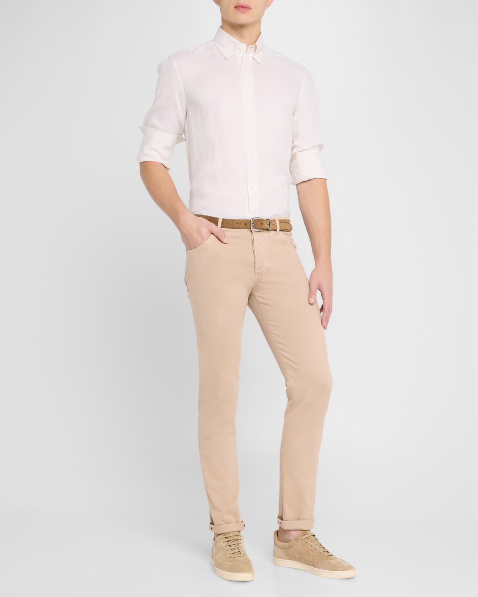 Men's Linen Casual Button-Down Shirt - Thumbnail 2