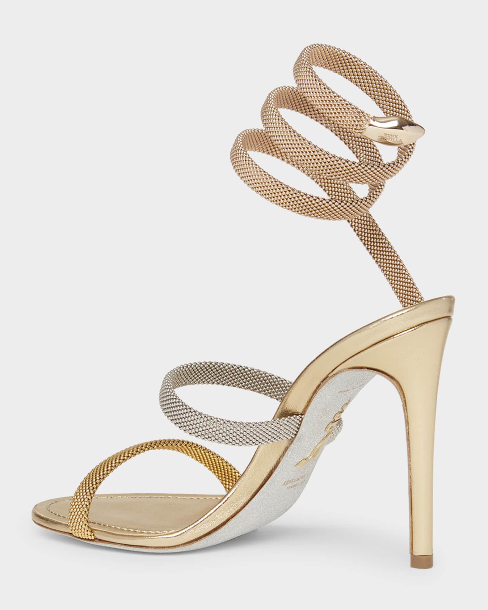Cleo Gold-Filled Brass Snake-Wrap Sandals 1