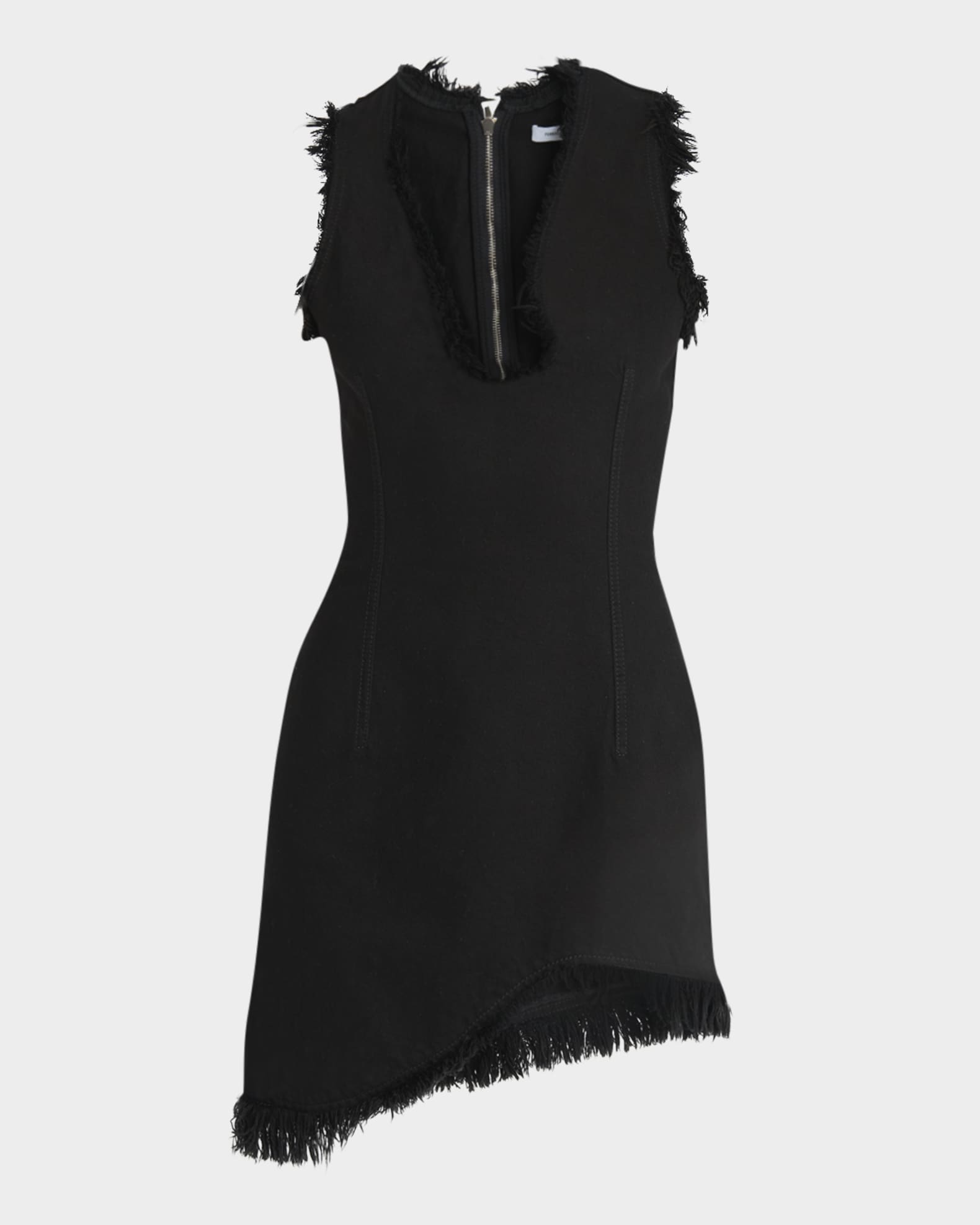 Raw-Edge Sleeveless Denim Mini Curve Dress 0