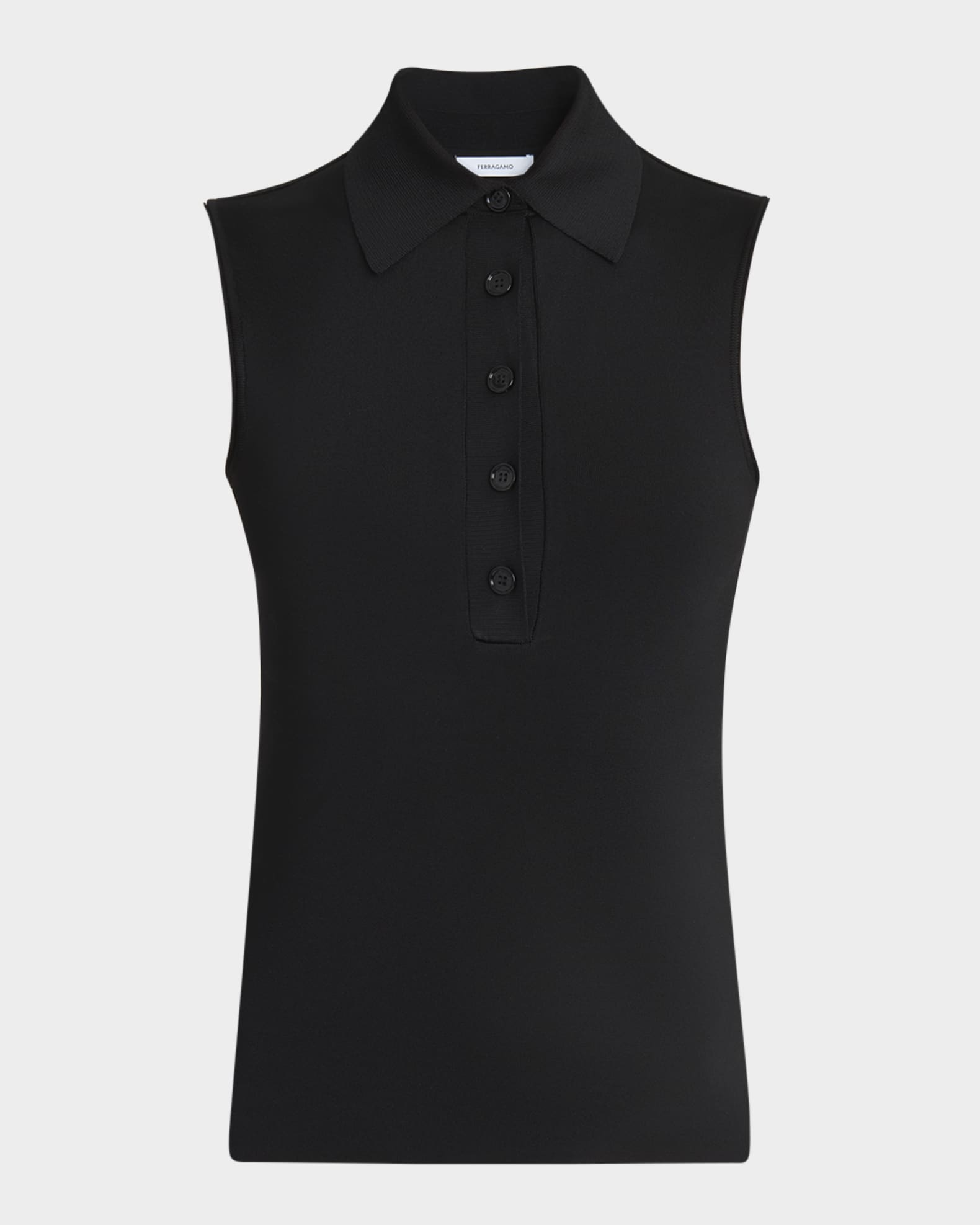 Sleeveless Viscose Knit Polo Top 0