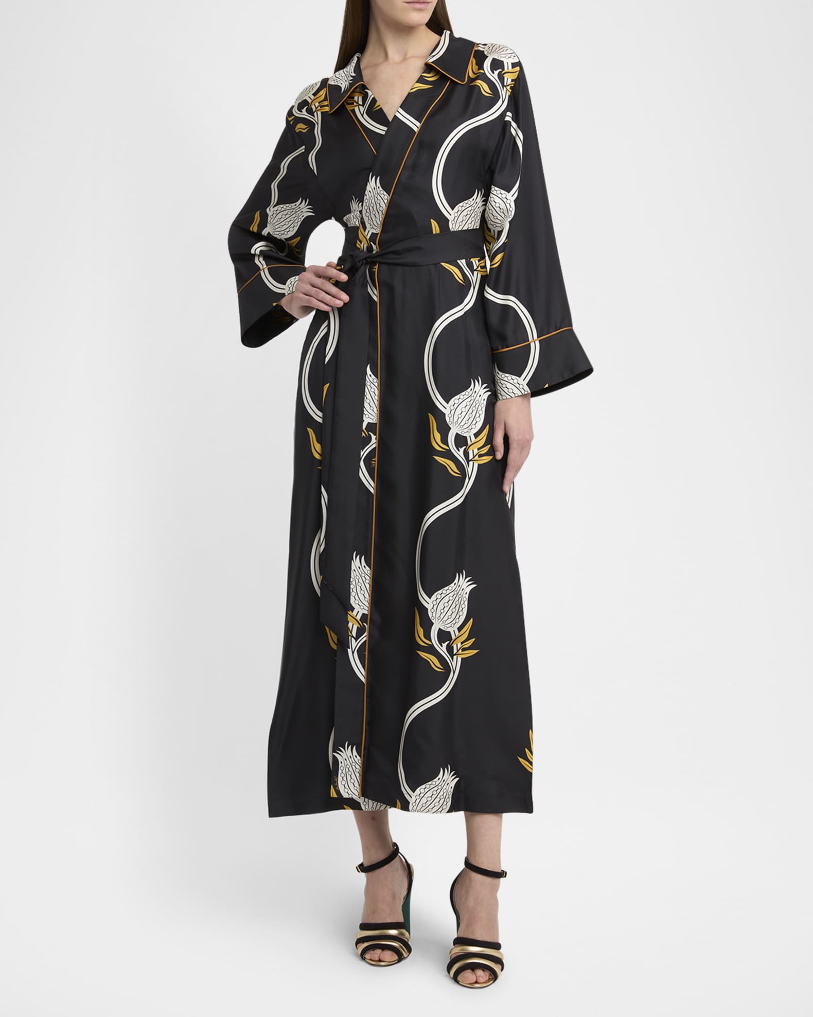 Midnight Silk Twill Maxi Wrap Dress 1