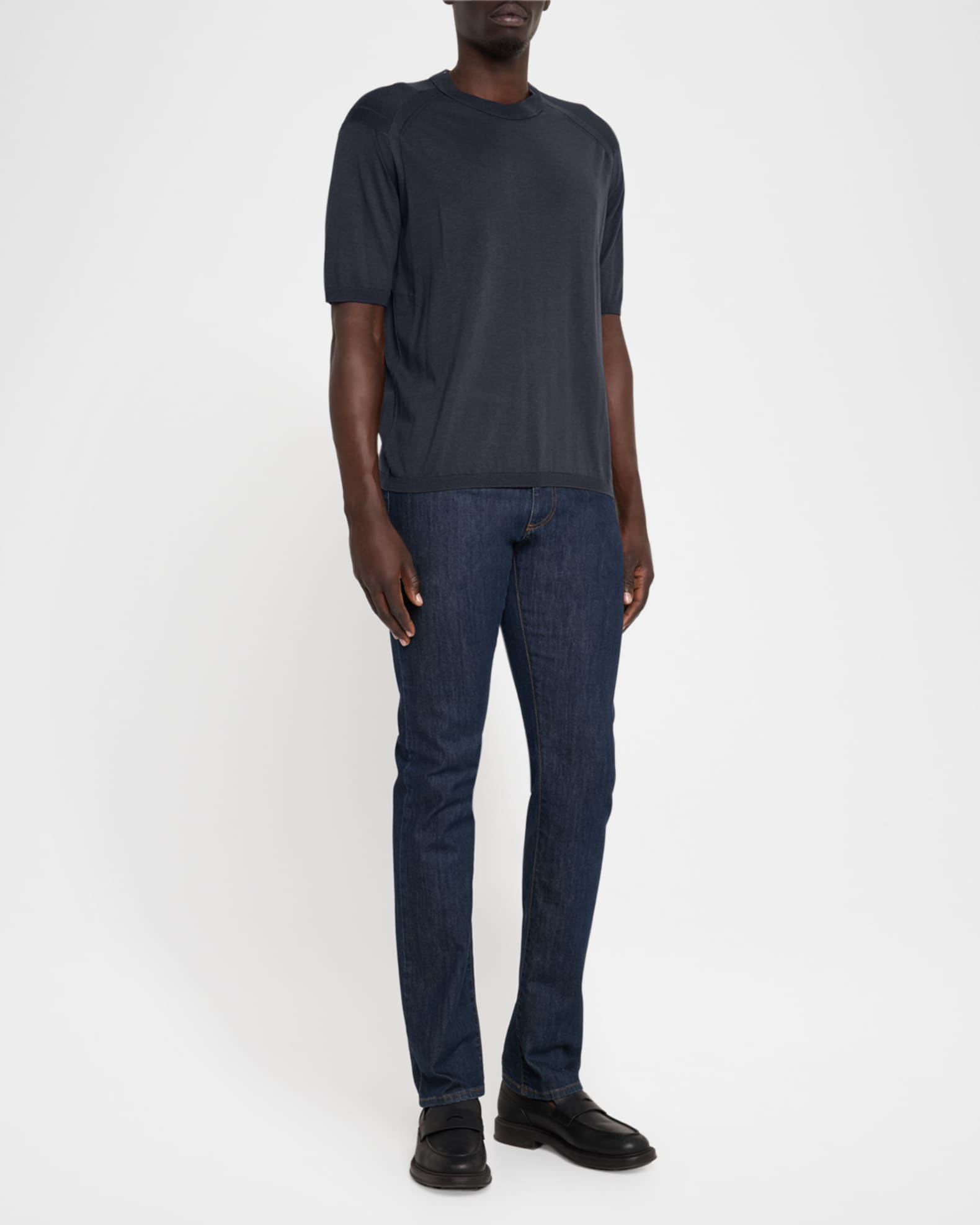 Men's Lyocell, Cotton and Silk Crewneck T-Shirt - Thumbnail 2