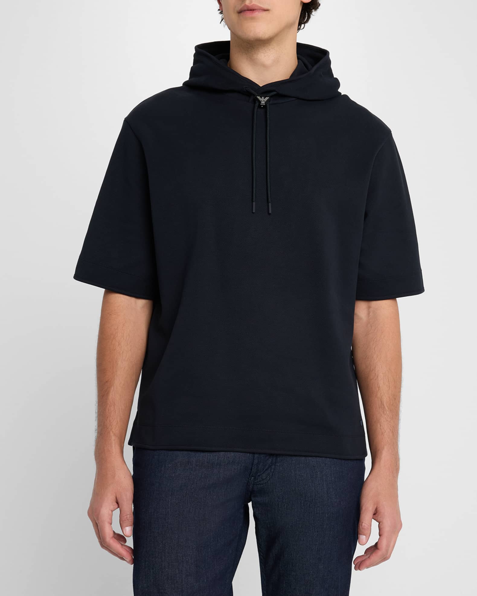 Hooded jersey sweatshirt with logo embroidery | Emporio Armani