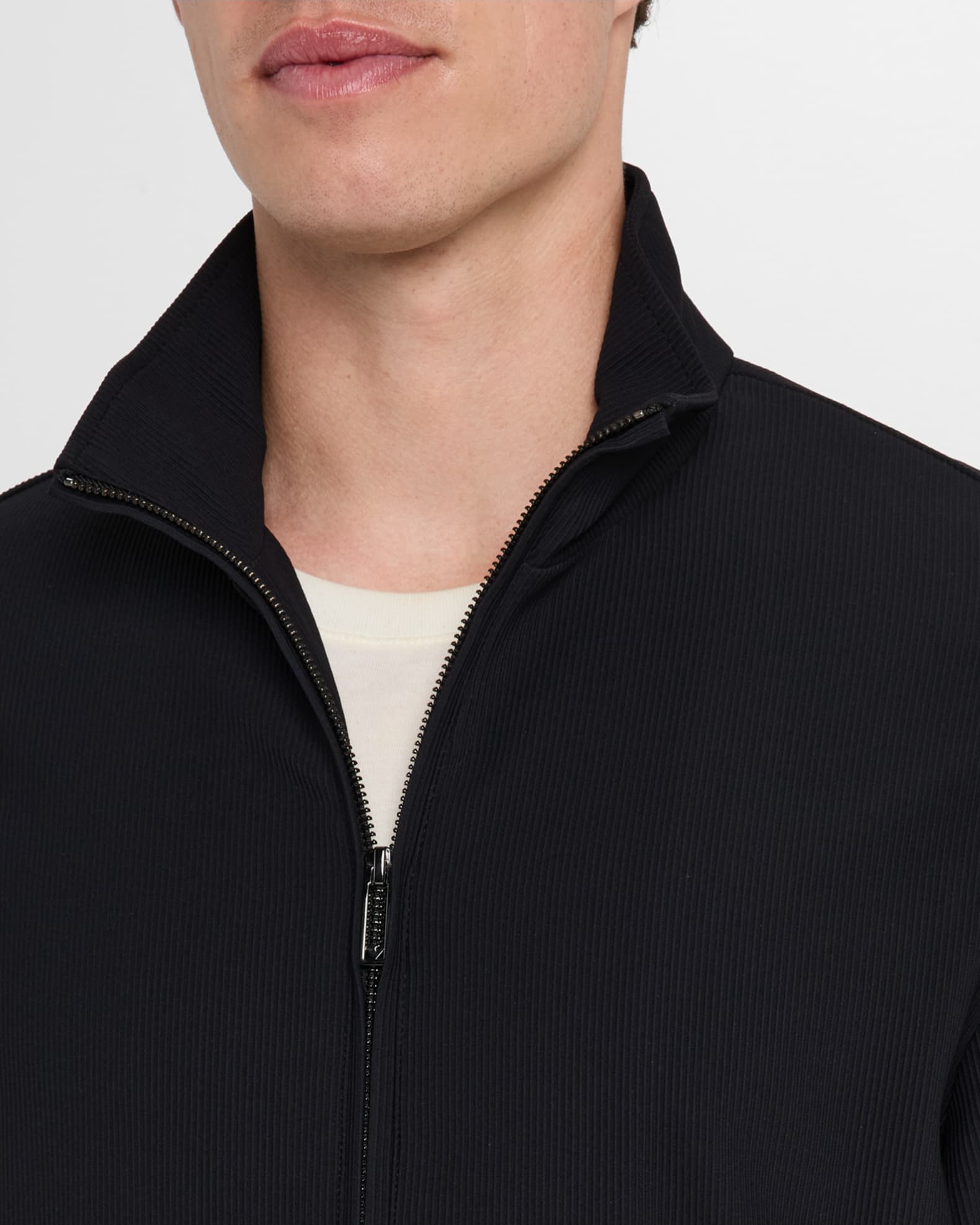 Emporio Armani Men's Nylon Stretch Ribbed Bomber Jacket