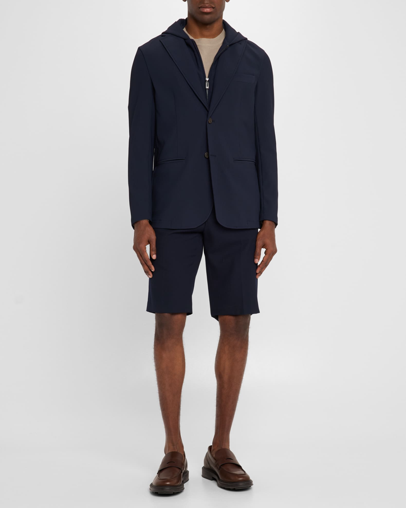 Emporio Armani Men's Nylon Stretch Blazer with Removable Hood