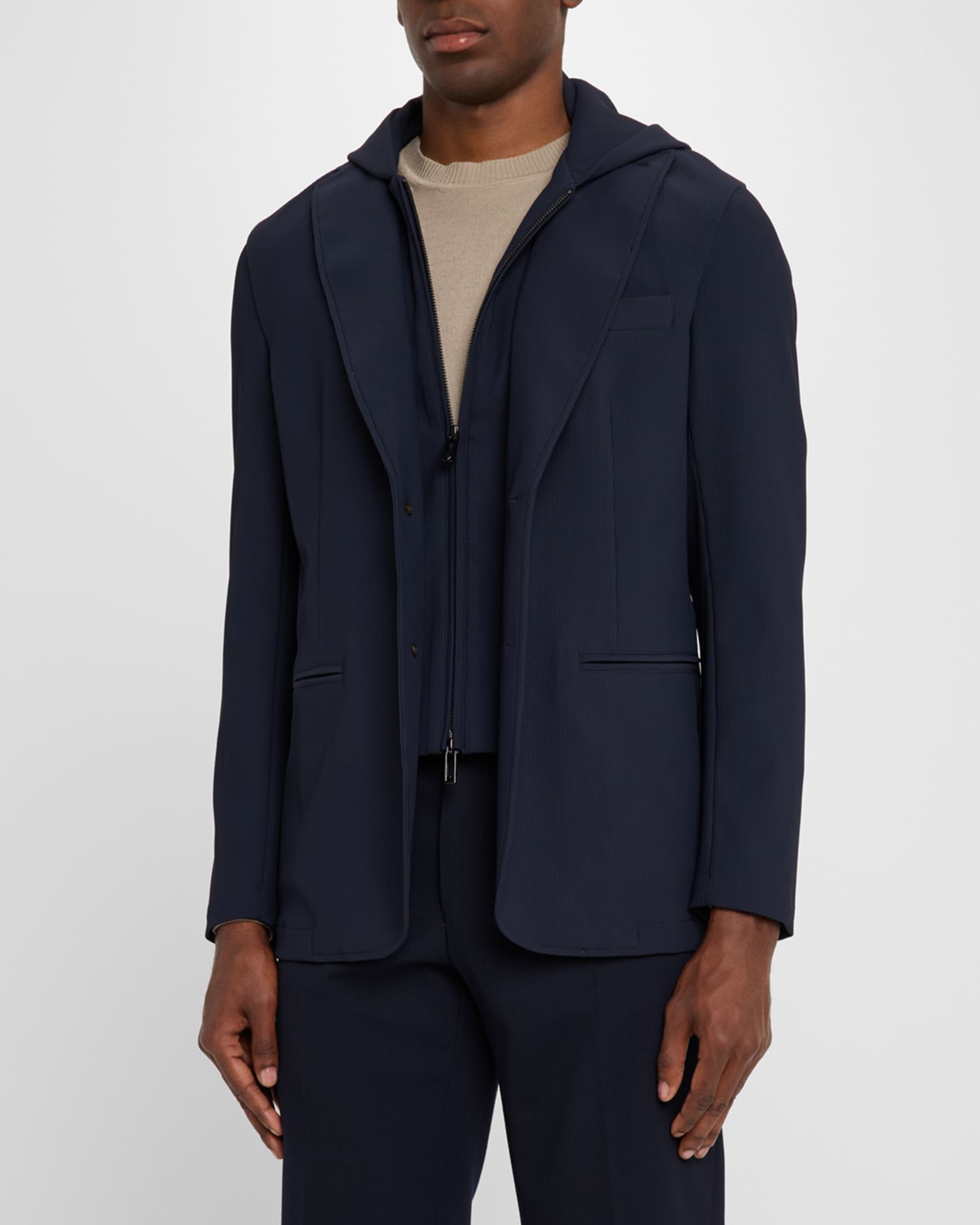 ジャケットその他 Giorgio Armani Black Stretch Nylon Blazer Emporio Armani Men's Nylon Stretch Blazer with Removable