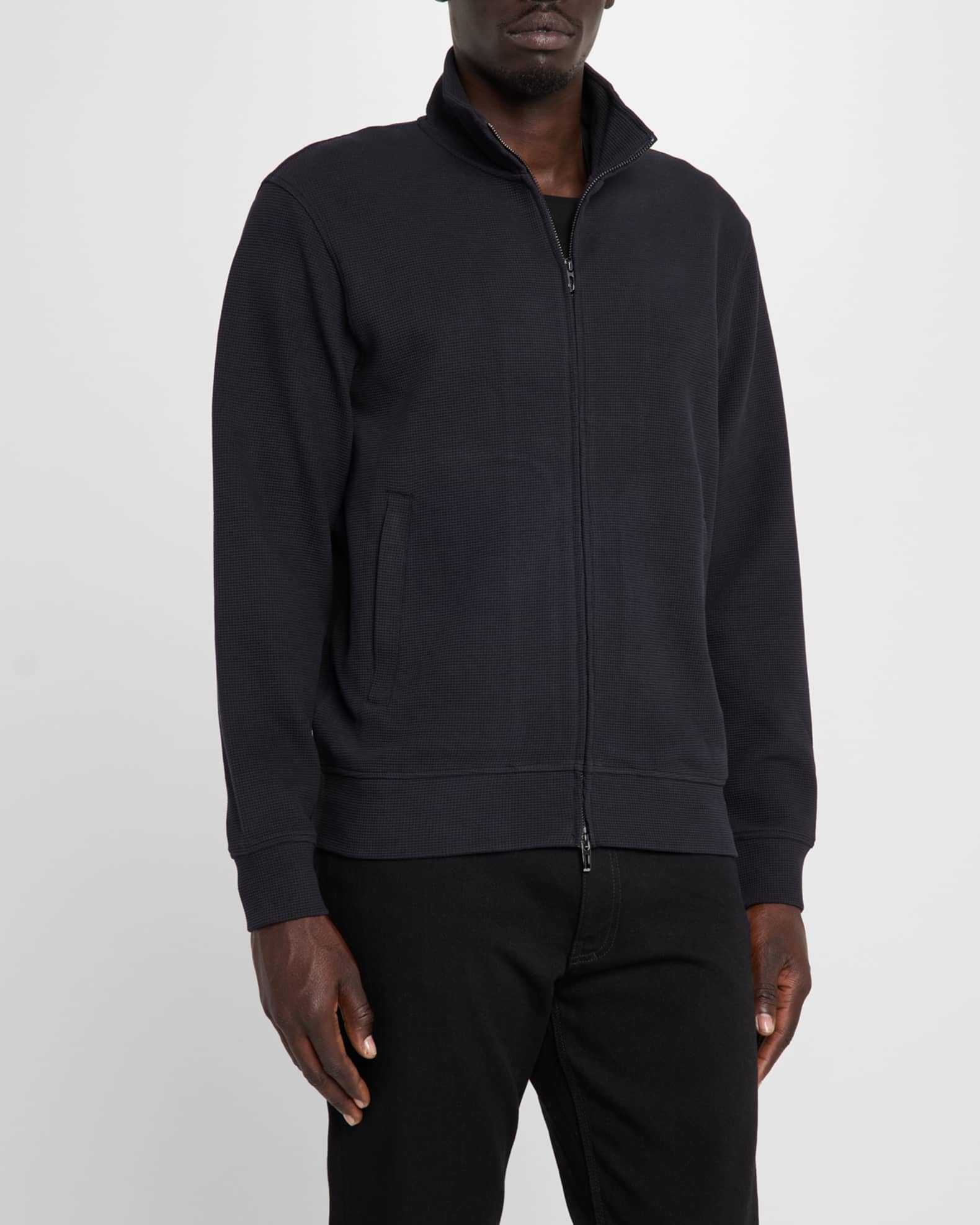 Emporio Armani Men's Textured Cotton Full-Zip Sweater Jacket