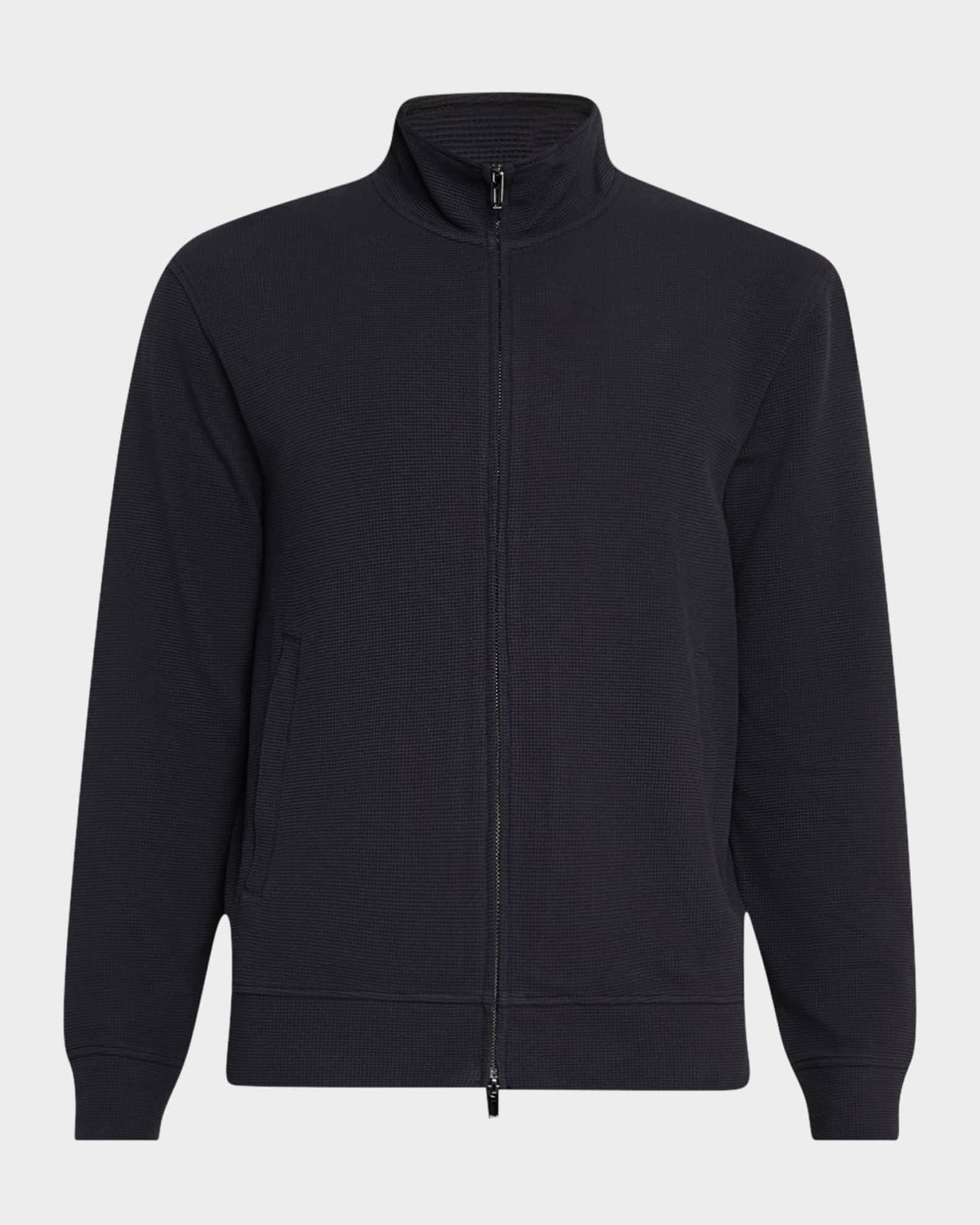 Men's Textured Cotton Full-Zip Sweater Jacket 0