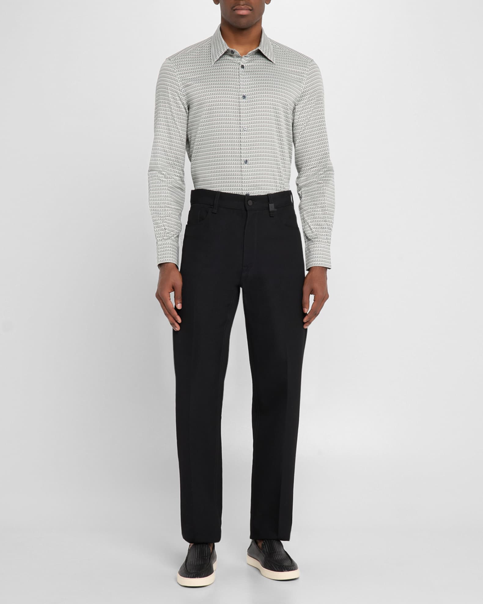 Men's Cotton Circle-Print Sport Shirt - Thumbnail 2