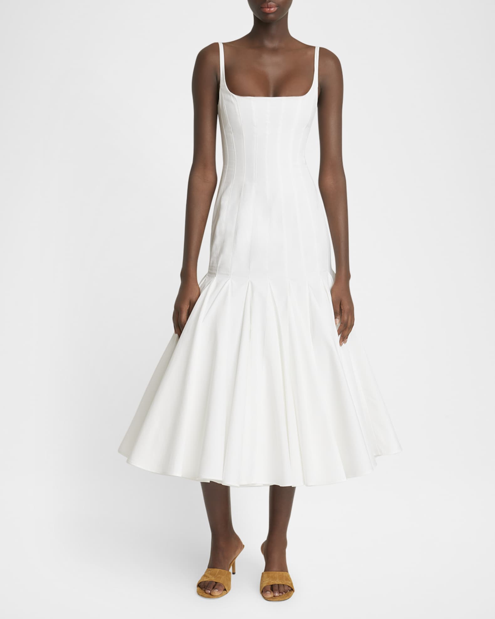 Agave Pleated Drop-Waist Midi Dress 1