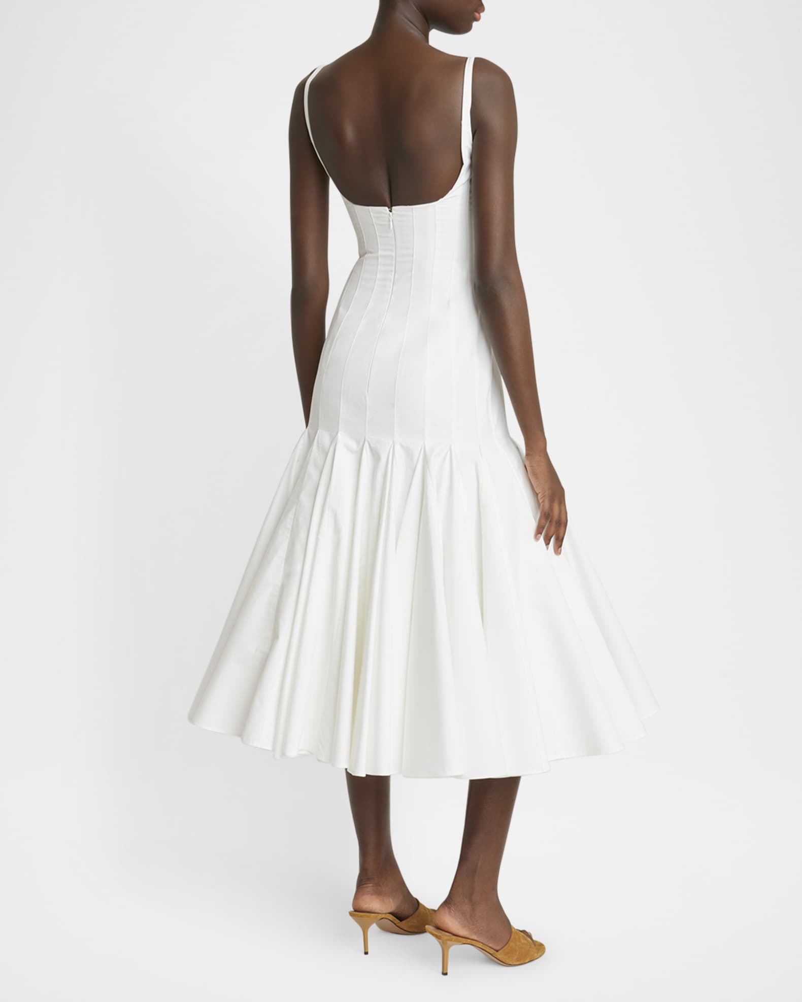 Jacquemus Agave Pleated Drop-Waist Midi Dress | Neiman Marcus