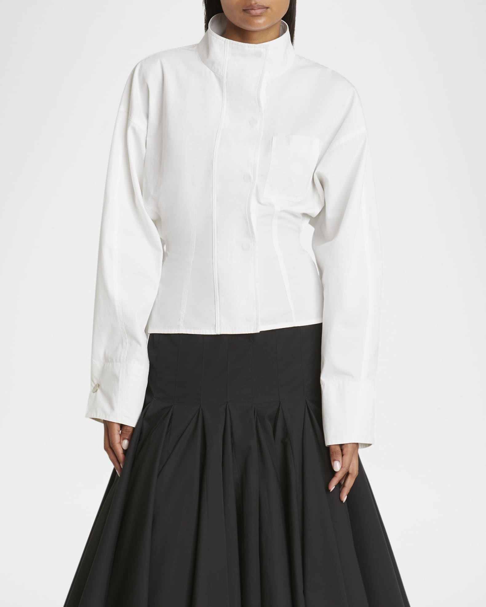 Agave Drop-Waist Pleated Flare Midi Skirt 1