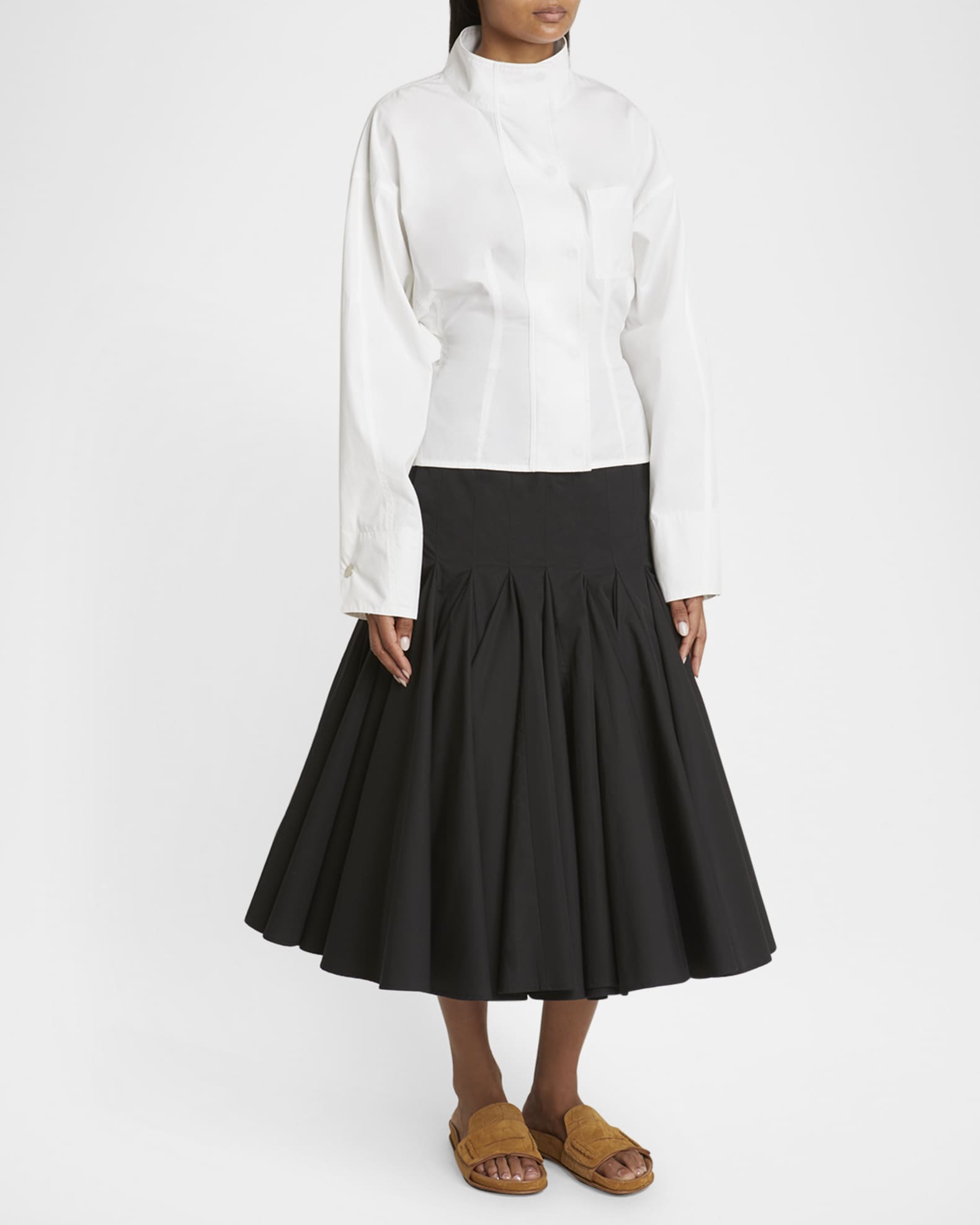 【送料&関税込】Jacquemus La Jupe Agave Jacquemus Agave Drop-Waist Pleated Flare Midi Skirt | Neiman