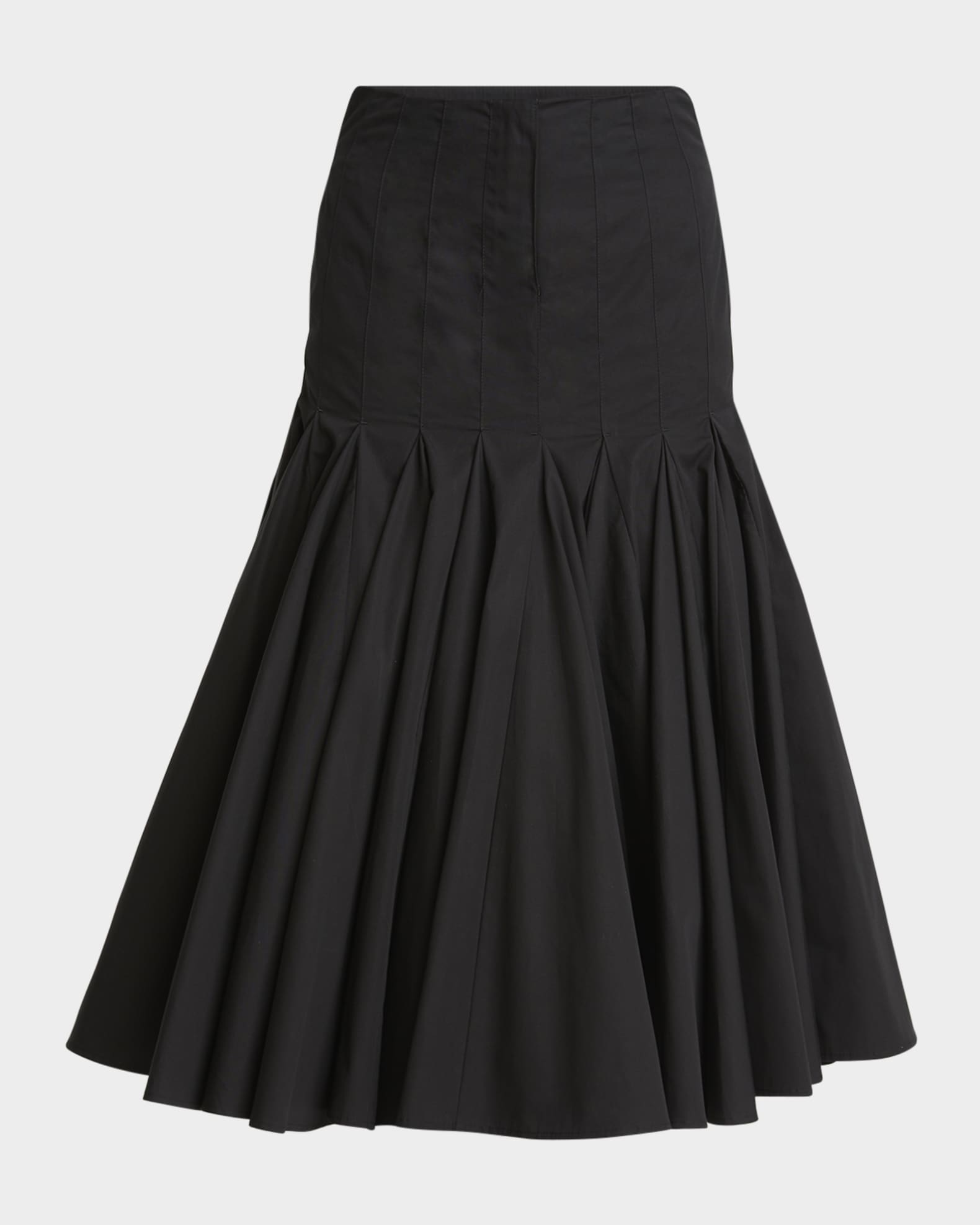 Agave Drop-Waist Pleated Flare Midi Skirt 0
