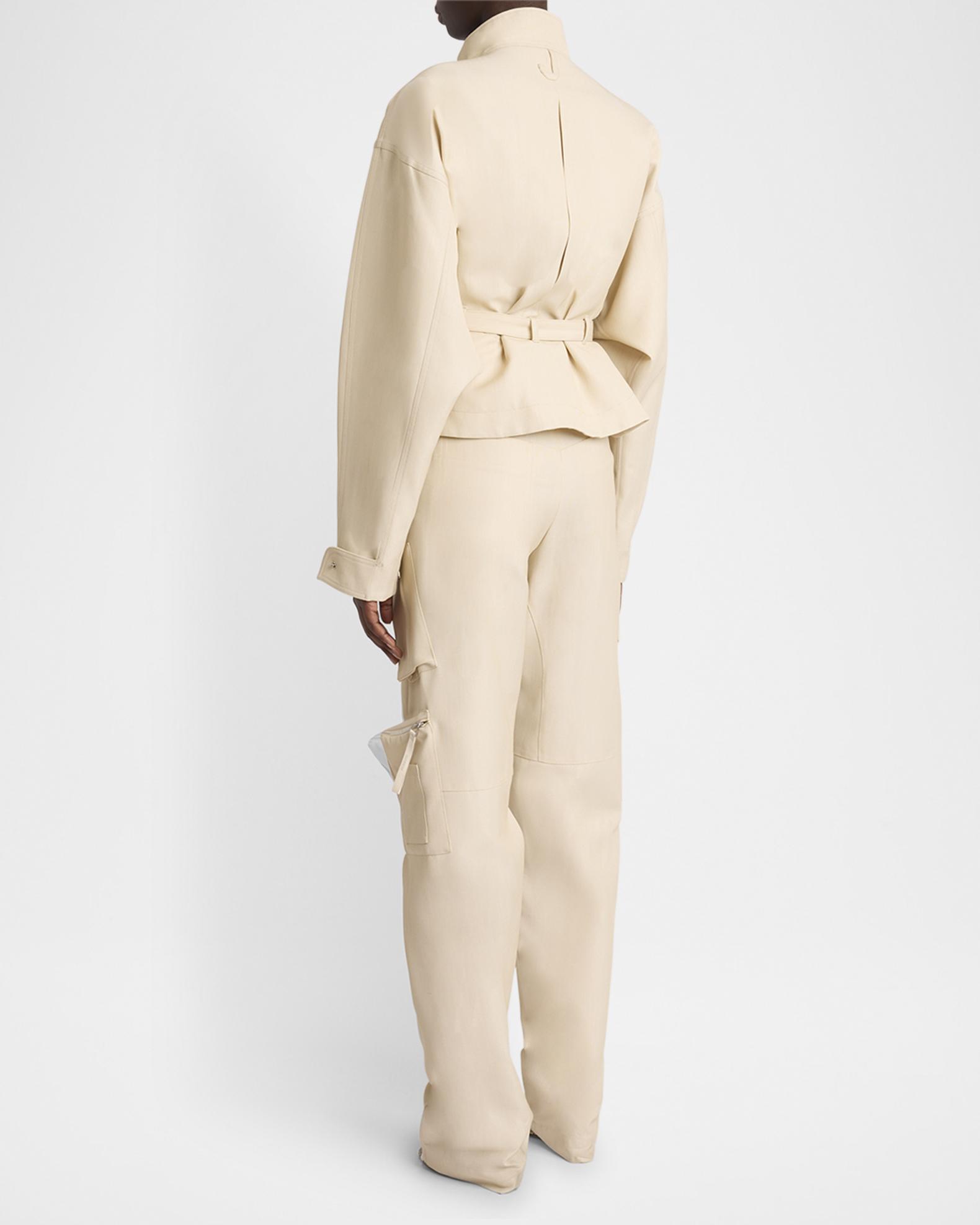 JACQUEMUS】BEIGE リネン クロップド ZIP JACKET