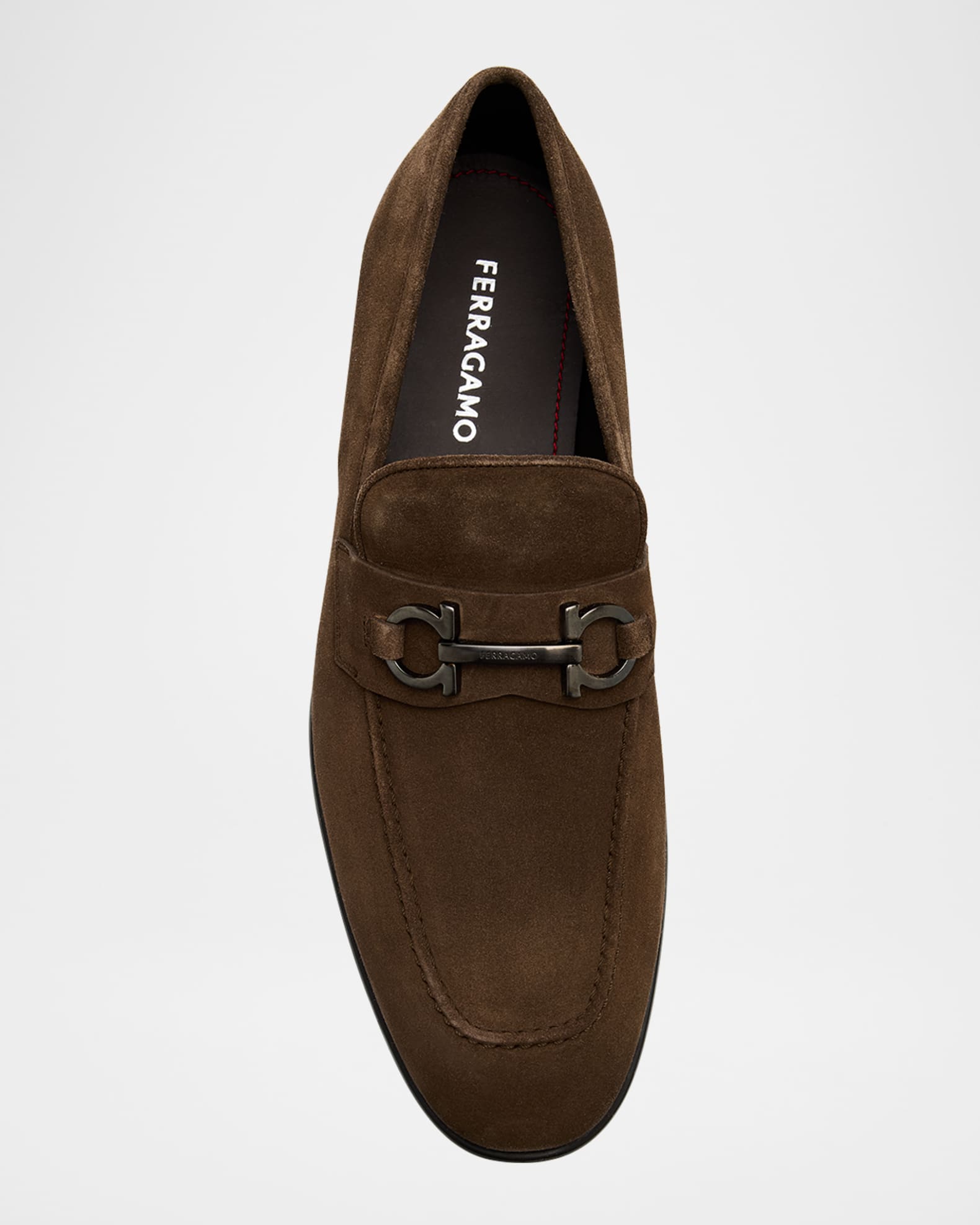 Ferragamo Men's Foster Suede Gancini-Bit Loafers | Neiman Marcus